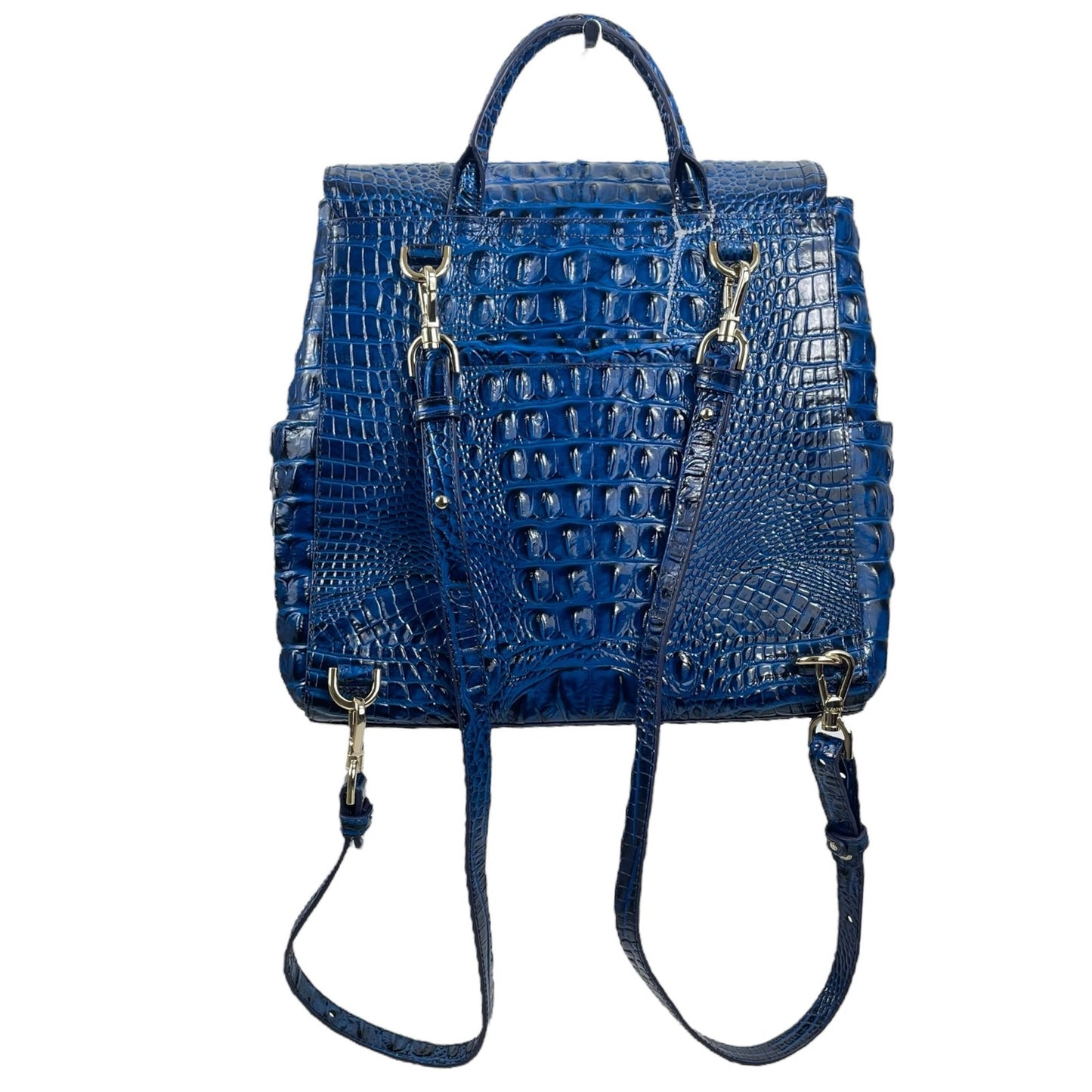 Brahmin Liz Sapphire Melbourne Convertible Backpack Croc Embossed Blue
