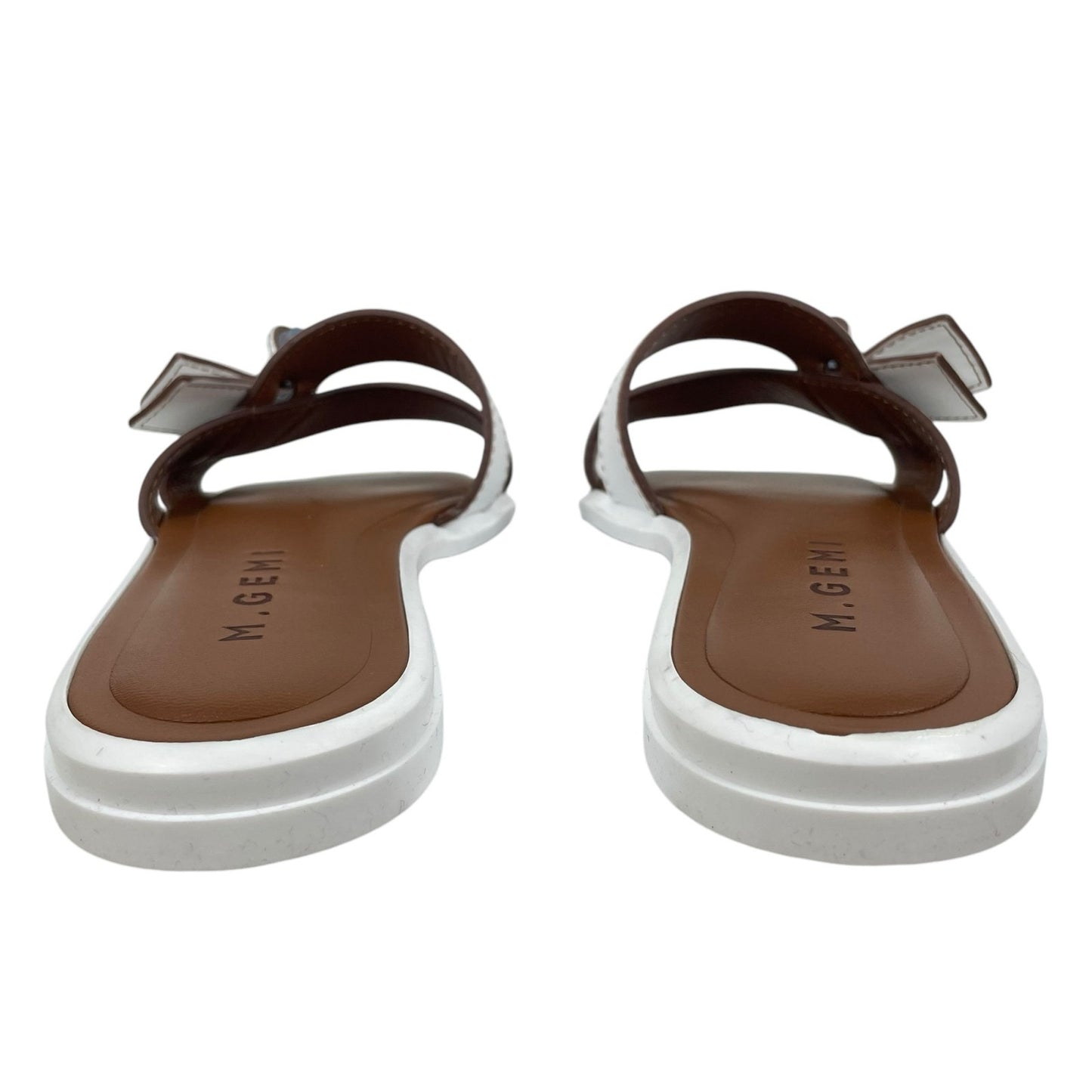 M. Gemi The Melissa Bow Calf Leather Flat Sandals White Size 36.5