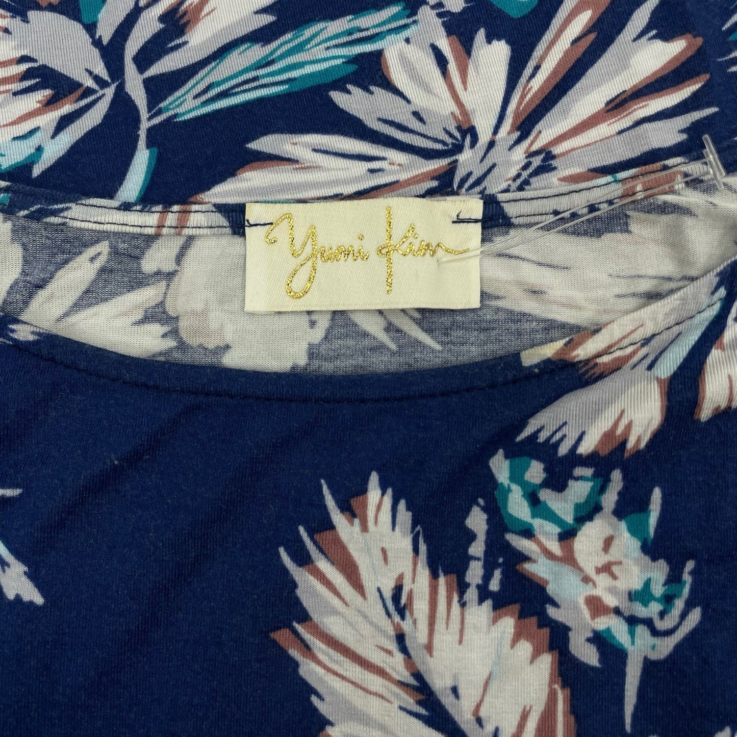 Yumi Kim Alice Floral Printed Soft Jersey Dress Navy Blue Size M
