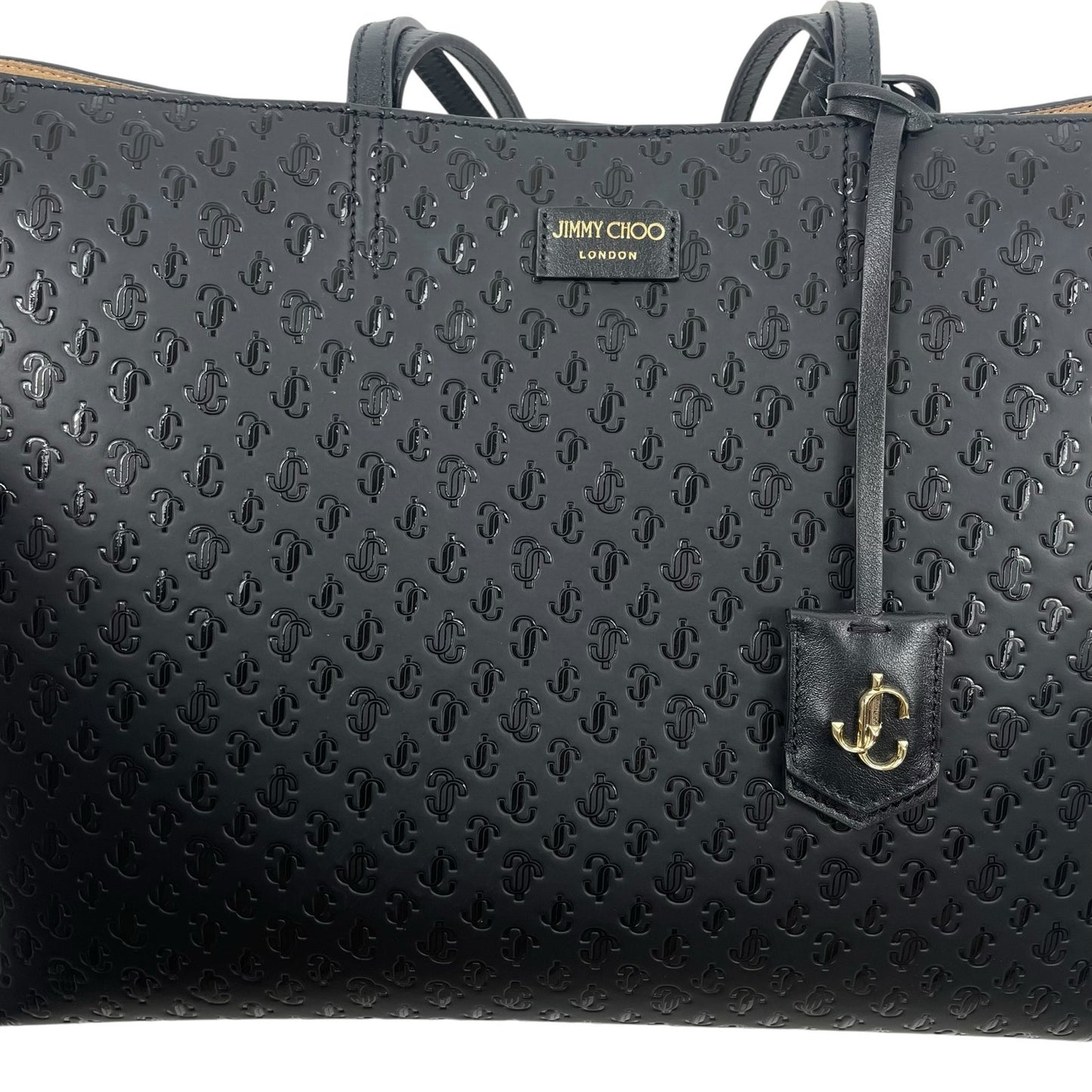 Jimmy Choo Nine2five E/W JC Monogram Leather Tote Bag Black