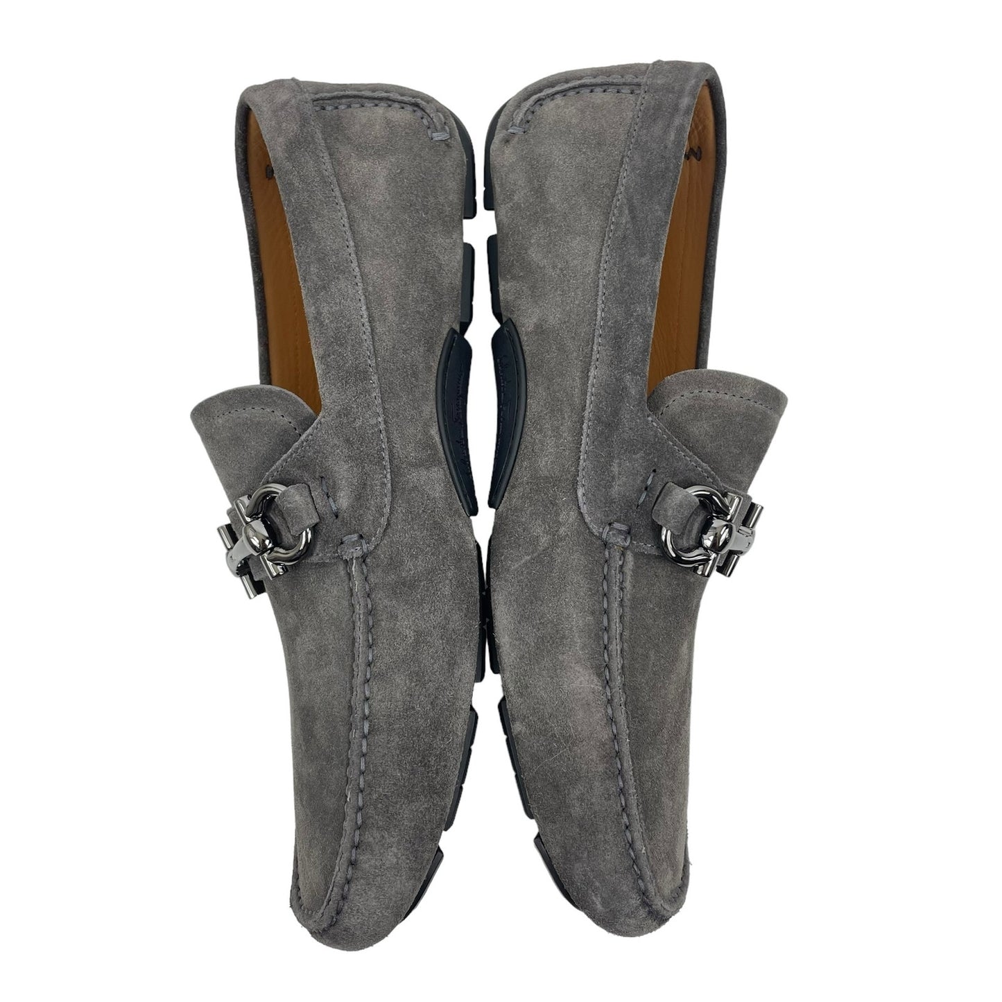 Salvatore Ferragamo Parigi Eco Suede Gancini Bit Driver Loafer Gray Size 8.5