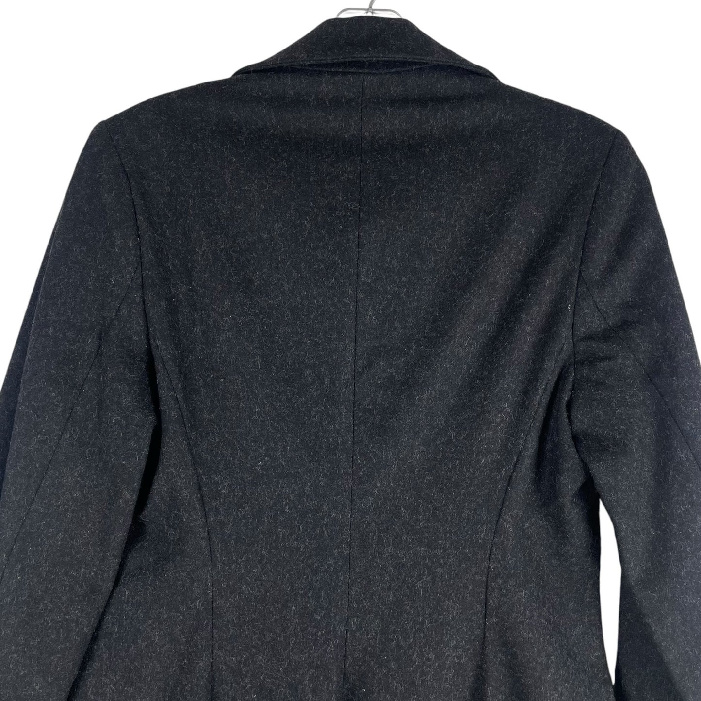 Karen Millen Cashmere Virgin Wool Longline Evening Coat Black Gray Size 8