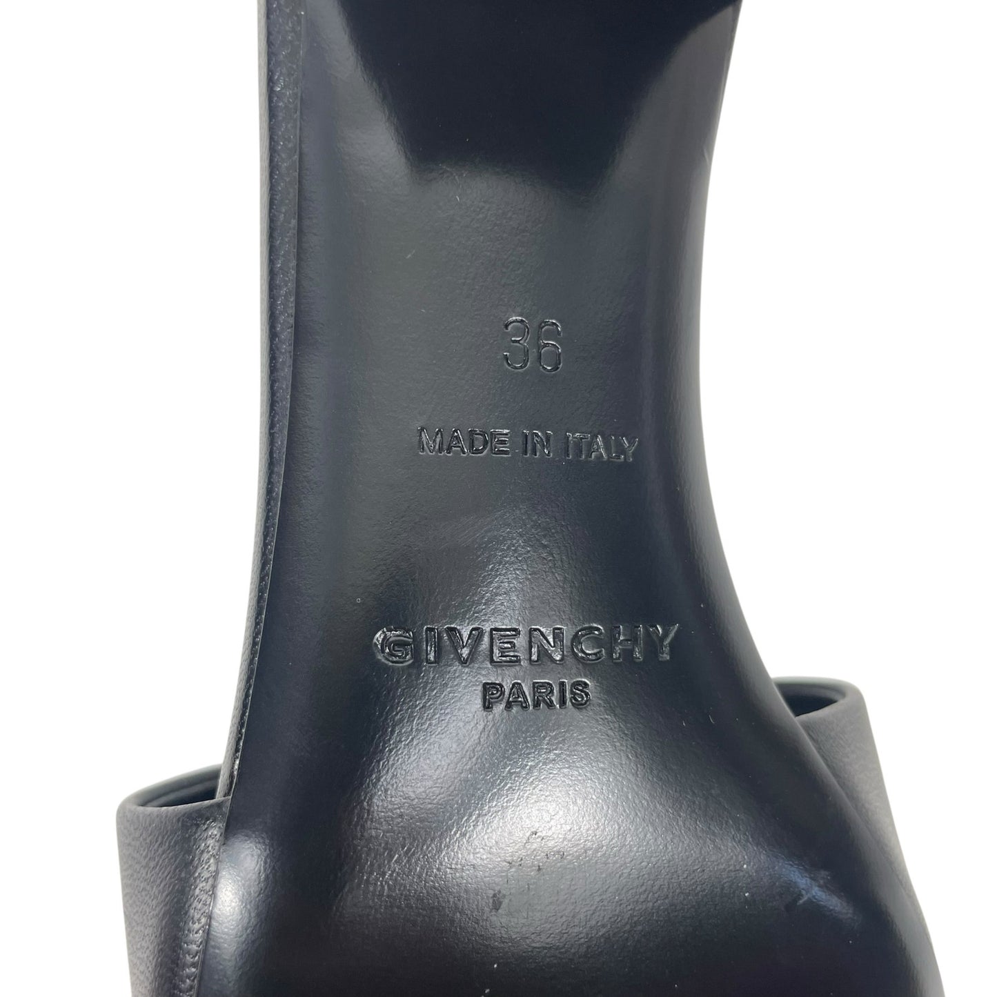 Givenchy 4G Gold Logo Black Nappa Leather Mule Sandal Size 36