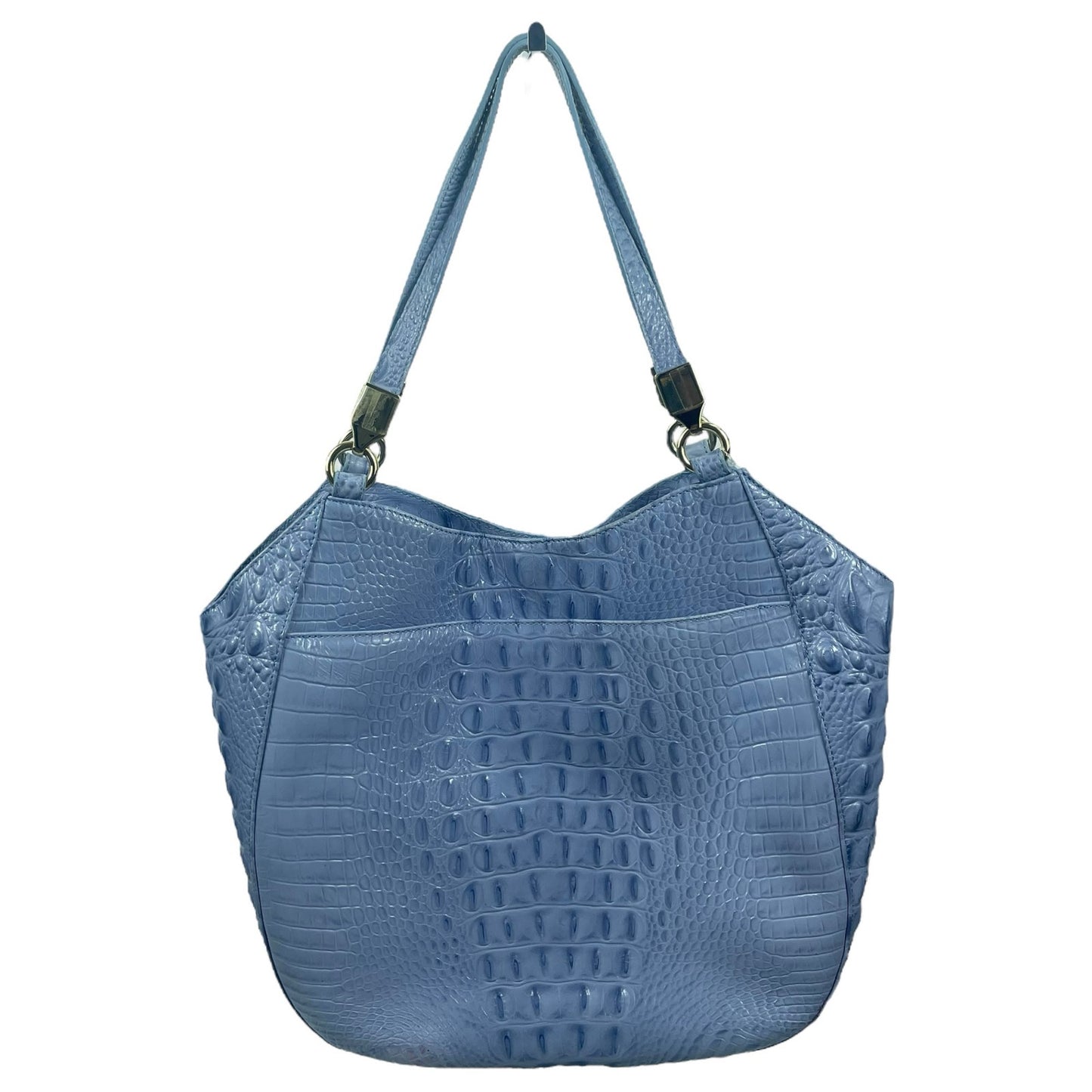 Brahmin Marianna Melbourne Leather Tote Bag Periwinkle Blue Croc Embossed