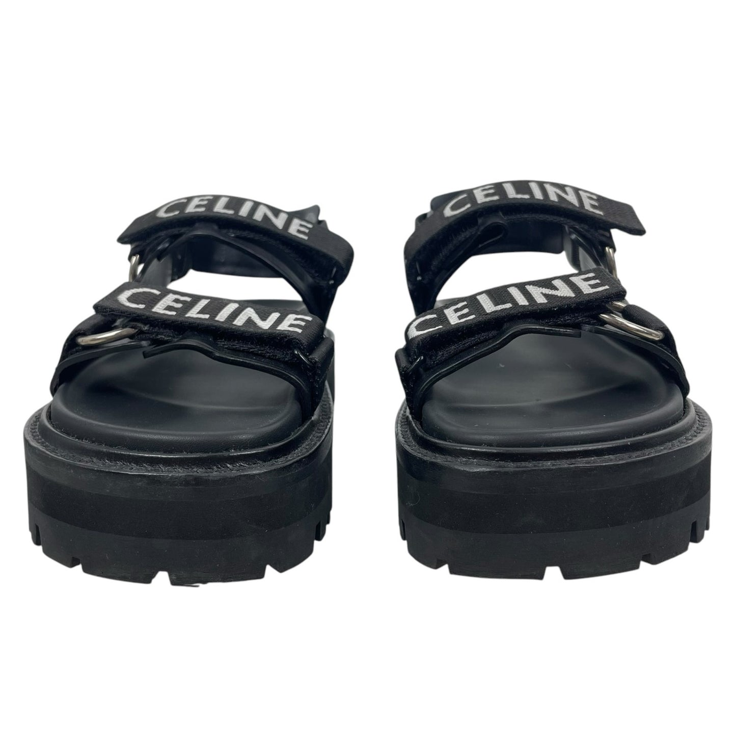 Celine Outdoor Bulky 45mm Calfskin Platform Sandal Lug Sole Black Size 38