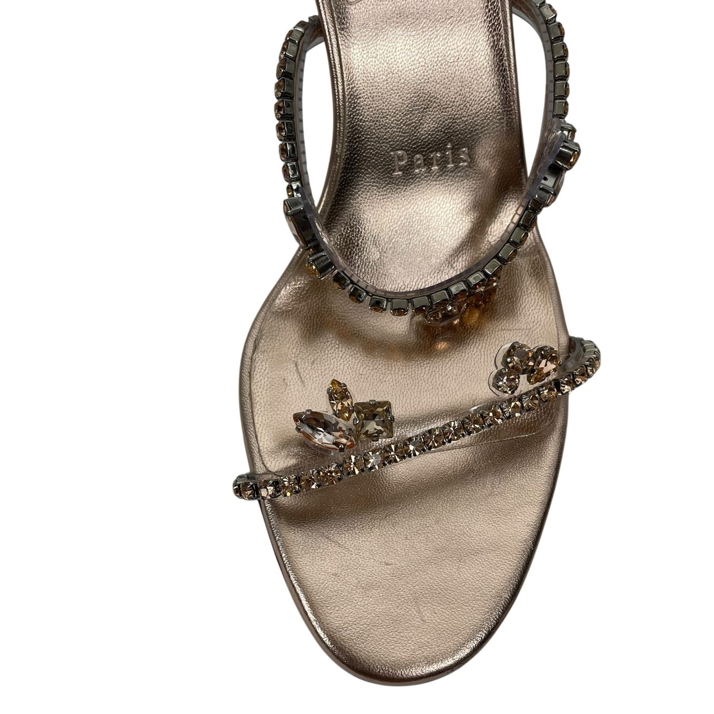 Christian Louboutin Just Queen 70 Crystal Mule Sandal Gold Size 38