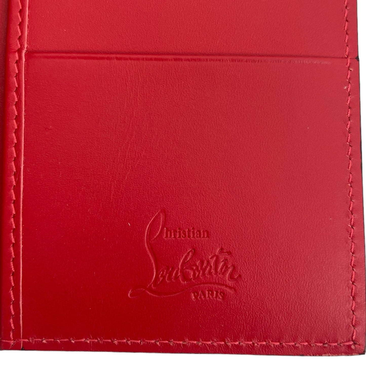 Christian Louboutin Sifnos Spike Leather Bifold Card Holder Wallet Navy