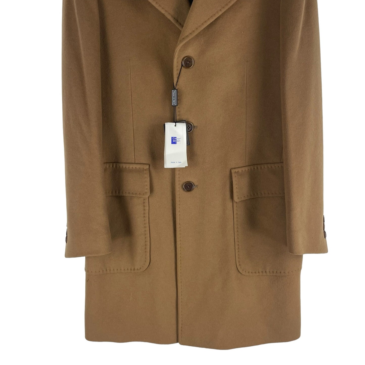 Cristian Seyban Wool & Cashmere Long Top Coat Overcoat Brown Size 40