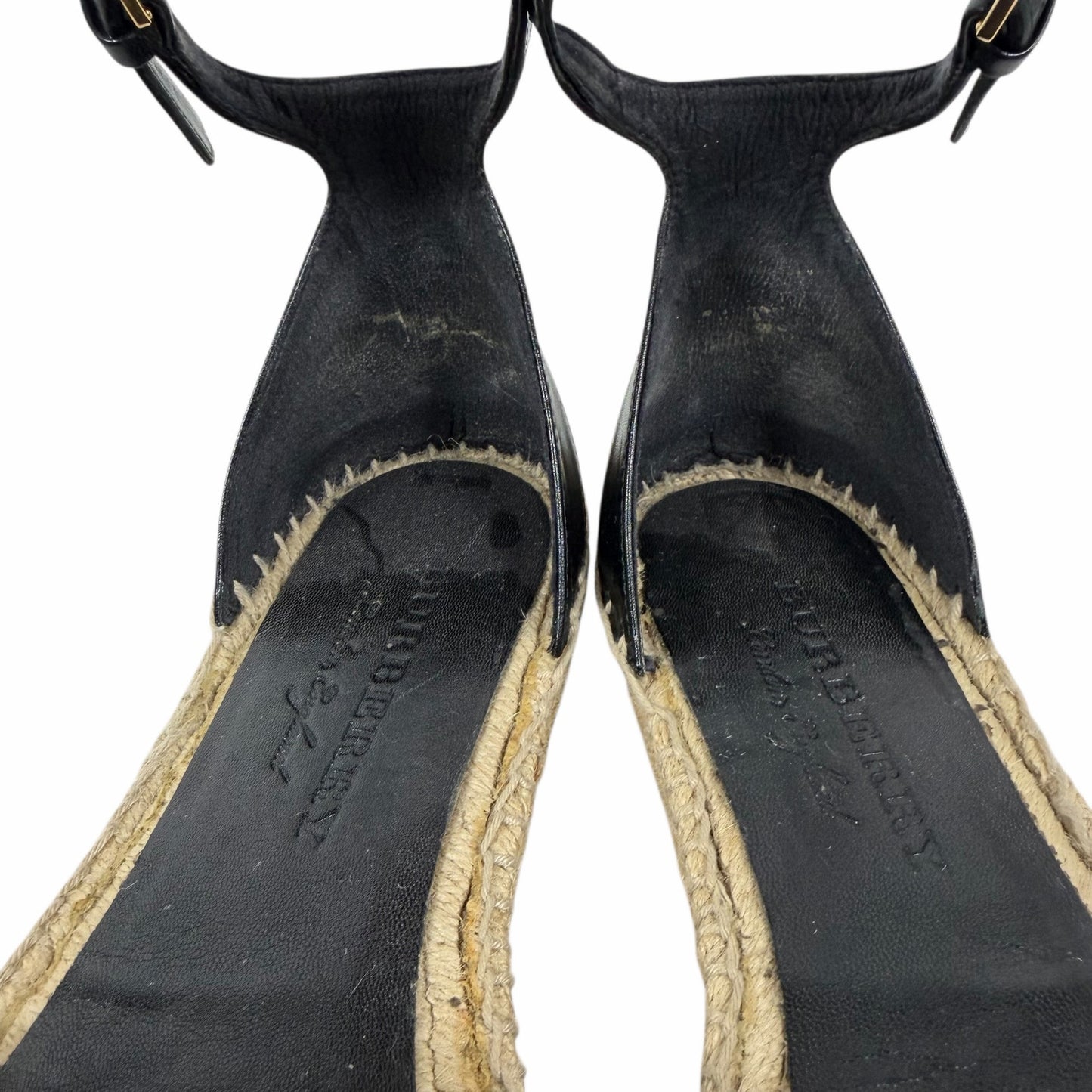 Burberry Abbington Nova Check Ankle Strap Espadrille Flats Black Size 41
