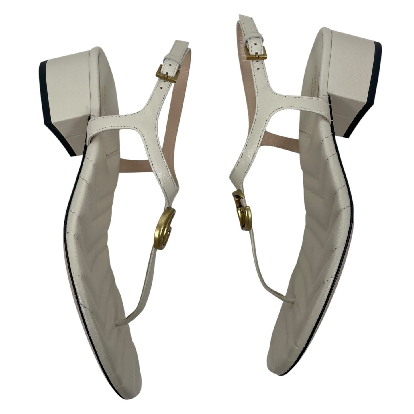 NEW Gucci Marmont GG Thong Slingback Heel Sandals Mystic White Size 40
