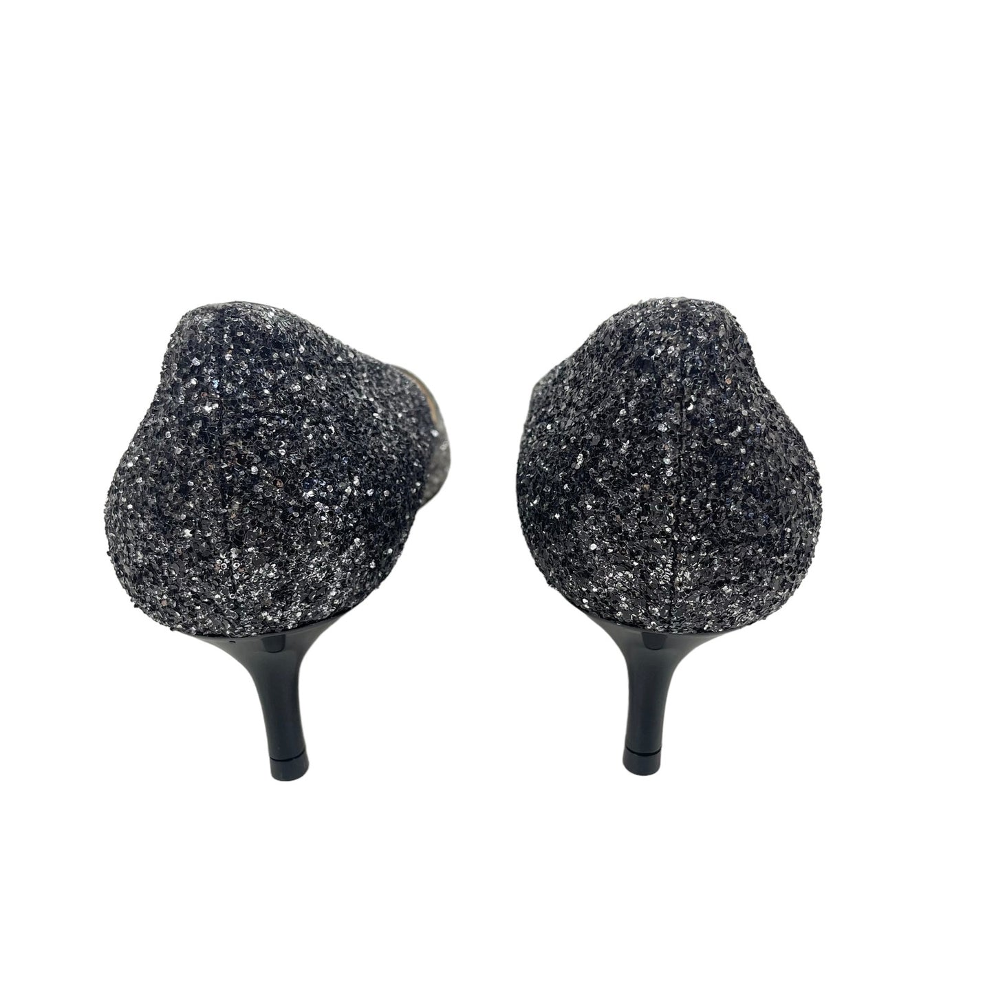 Jimmy Choo Romy 40mm Glitter Pumps Pointed Toe Ombre Silver Black Size 40
