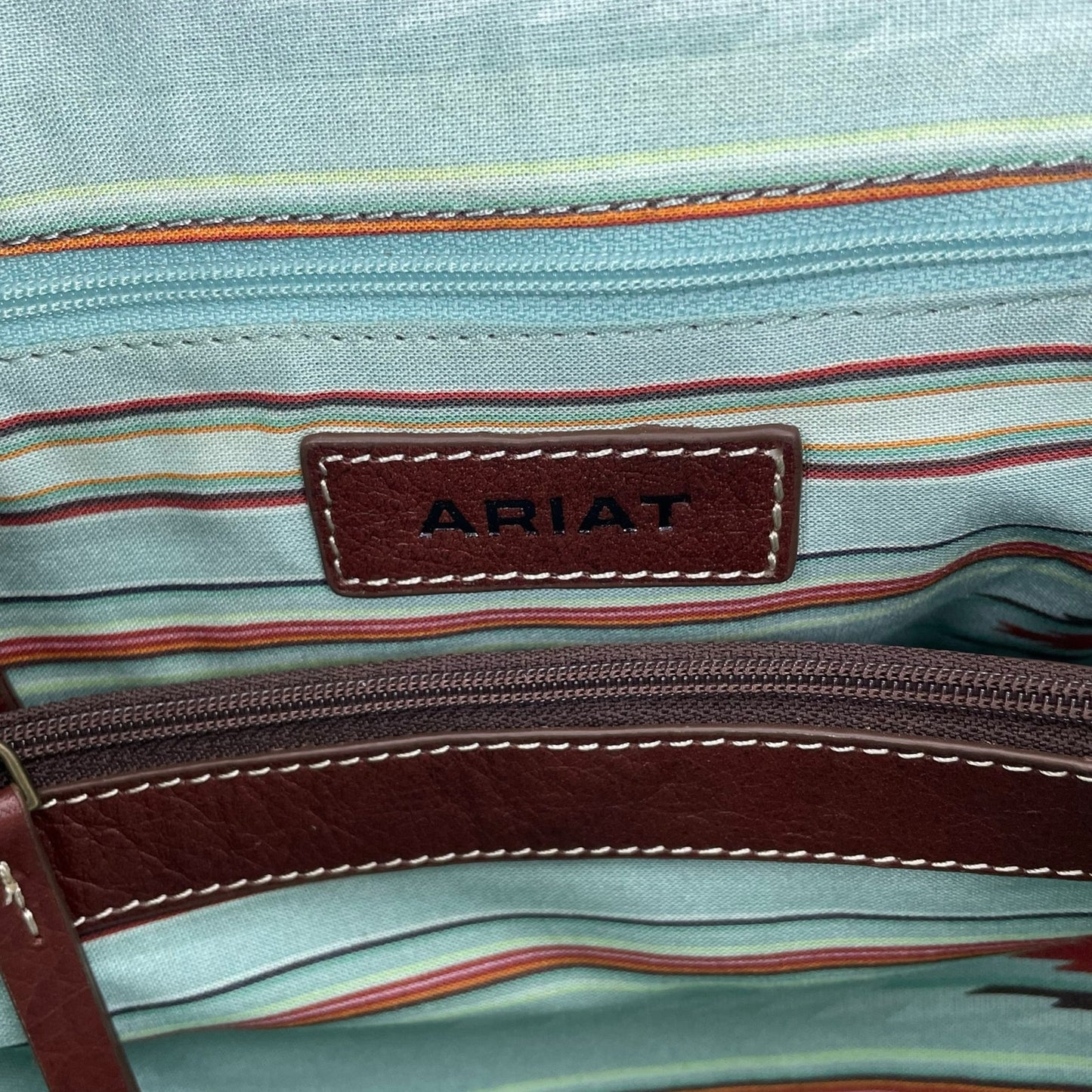 Ariat Victoria Floral Tooled Leather Fringed Shoulder Bag Brown