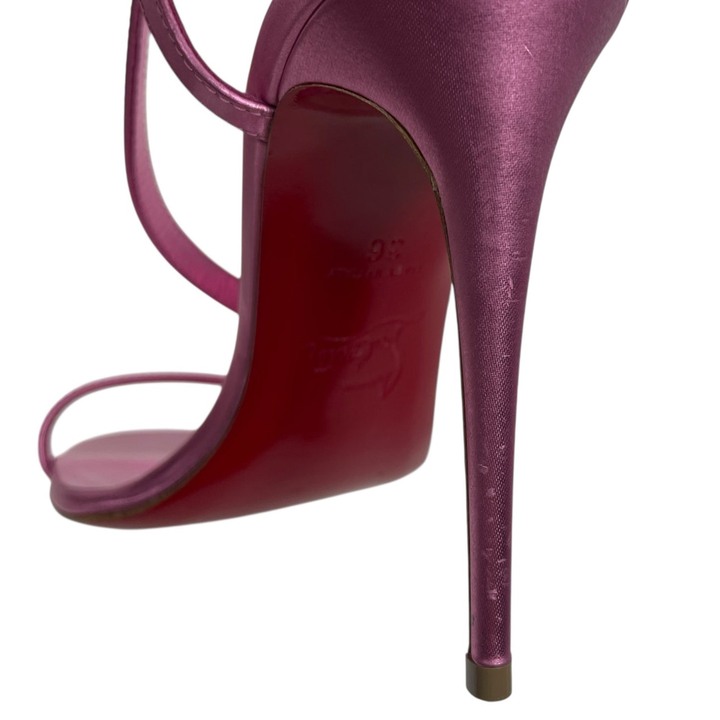 Christian Louboutin Rosalie 100 Leather Heeled Sandals Pink Size 36