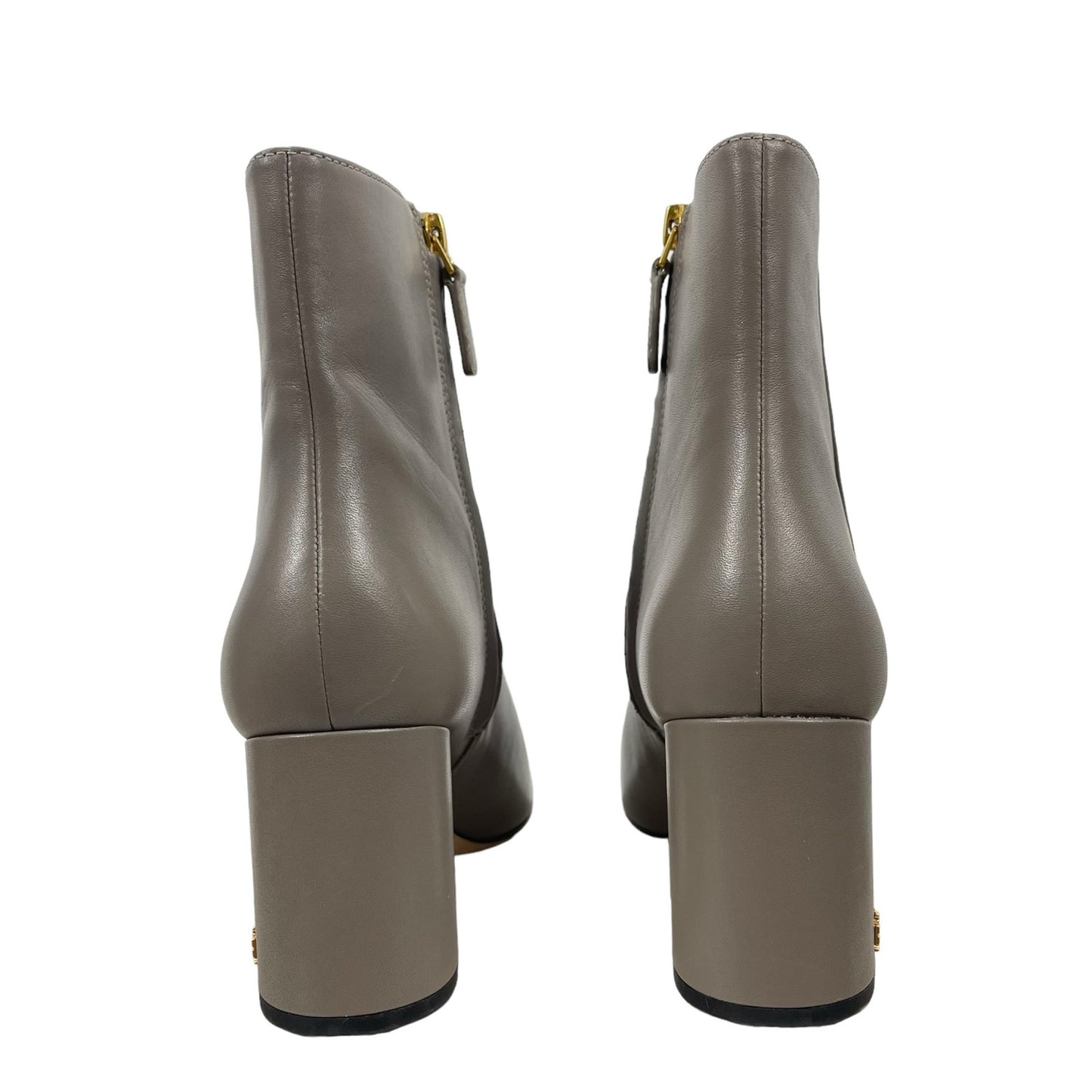 Tory Burch Brooke 70mm Calf Leather Ankle Boots Gray Heron Size 10M