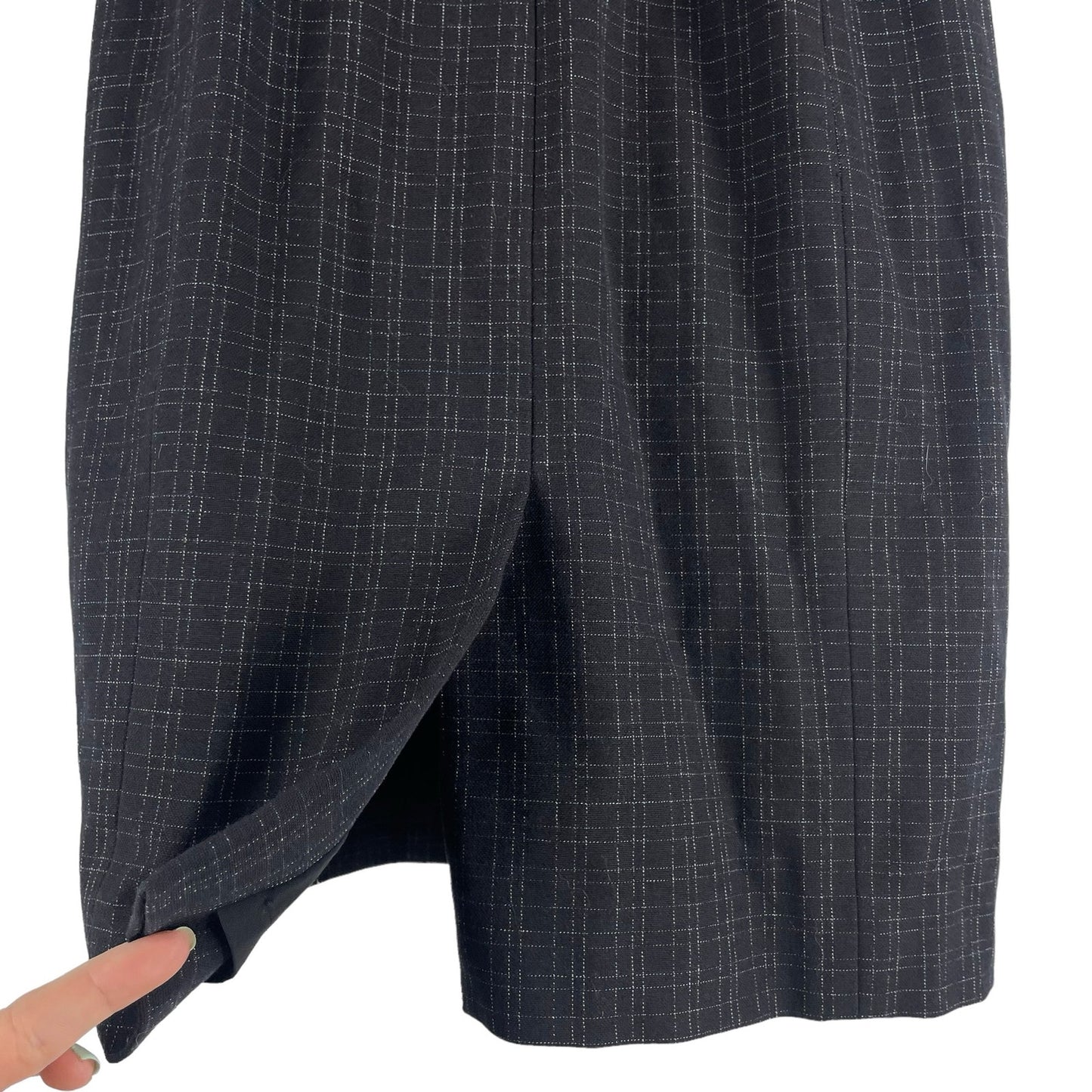Classiques Entier Check Sheath Dress Bow Neck Gray Brown Size 6
