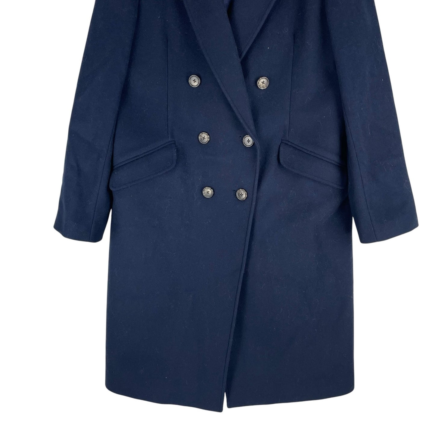 J. Crew Wool Cashmere Blend Double Breasted Top Coat Navy Blue Size 10
