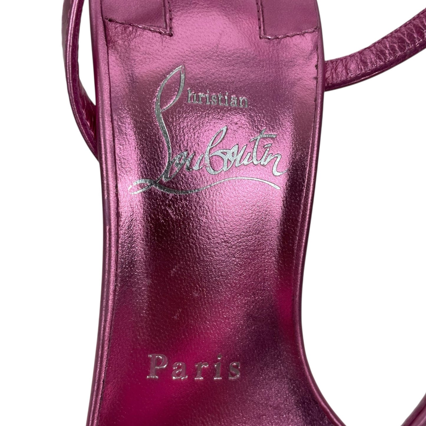 Christian Louboutin Rosalie 100 Leather Heeled Sandals Pink Size 36