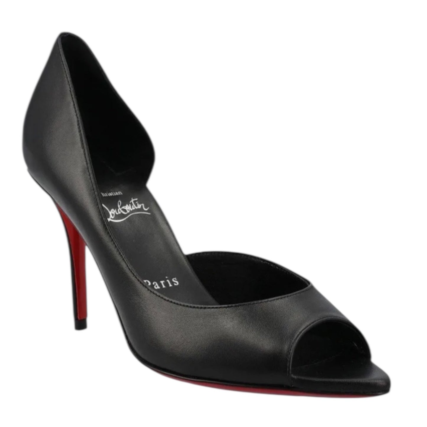 Christian Louboutin Open Apostropha 80 d'Orsay Leather Pump Black Size 38