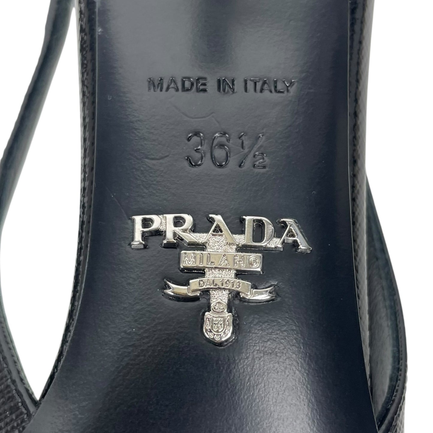 Prada Modellerie Pointed Toe Leather Slingback Pumps Black Size 36.5