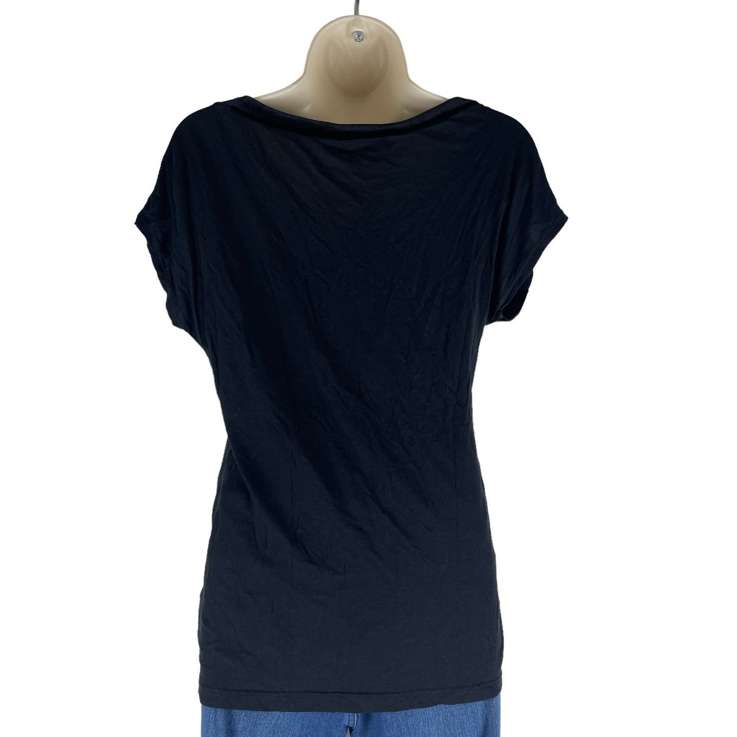 Splendid Velvet Striped Short Sleeve Casual Top Soft Jersey Black Size XS