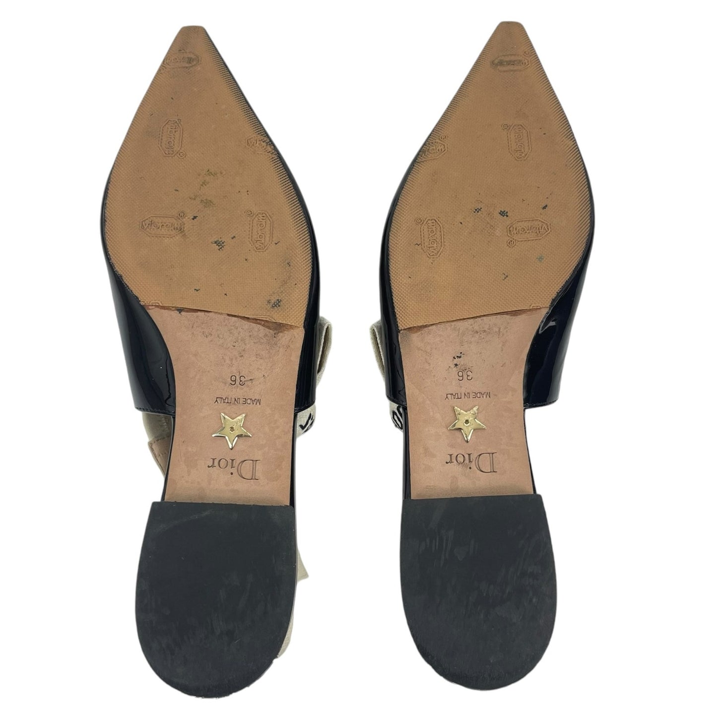 Christian Dior J'Adior Patent Leather Slingback Flats Black Size 36
