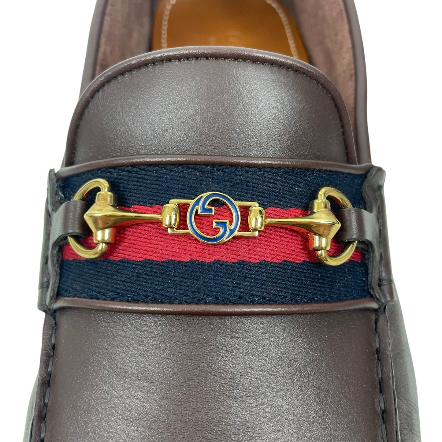 Gucci Ayrton Web GG Logo Horsebit Leather Driver Loafer Brown Size 13