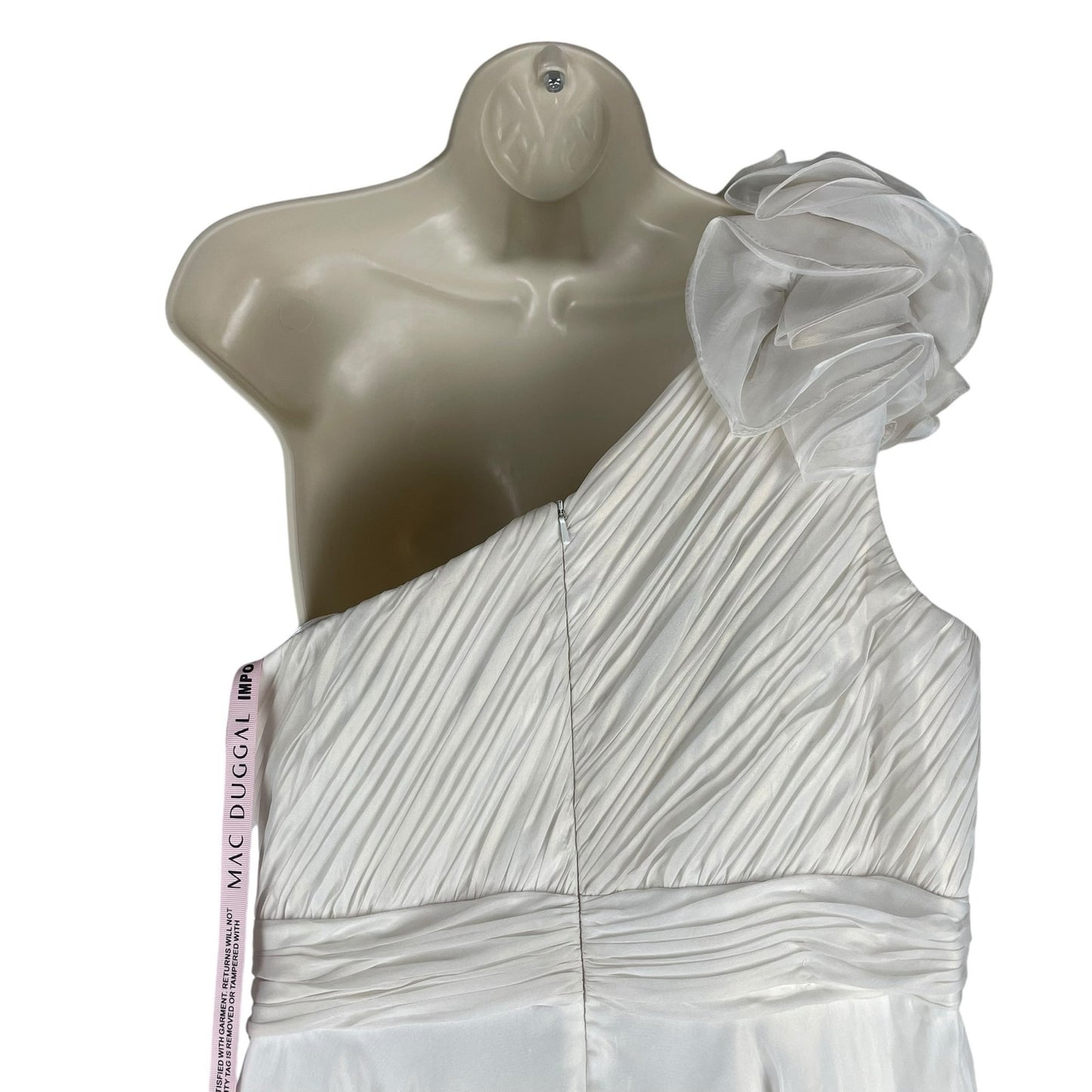 Mac Duggal Rosette One Shoulder Tea Length Dress White Size 12