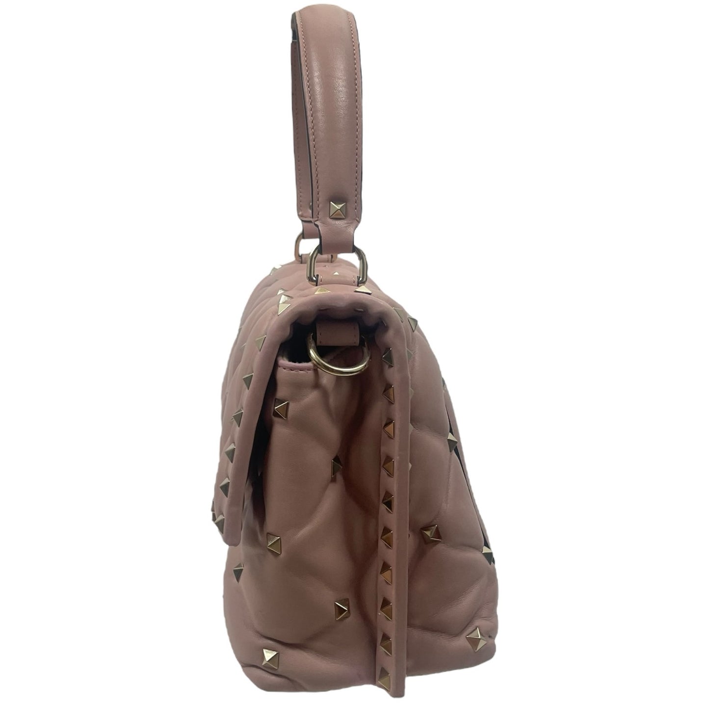 Valentino Garavani Candystud Medium Top Handle Leather Bag Rockstud Pink