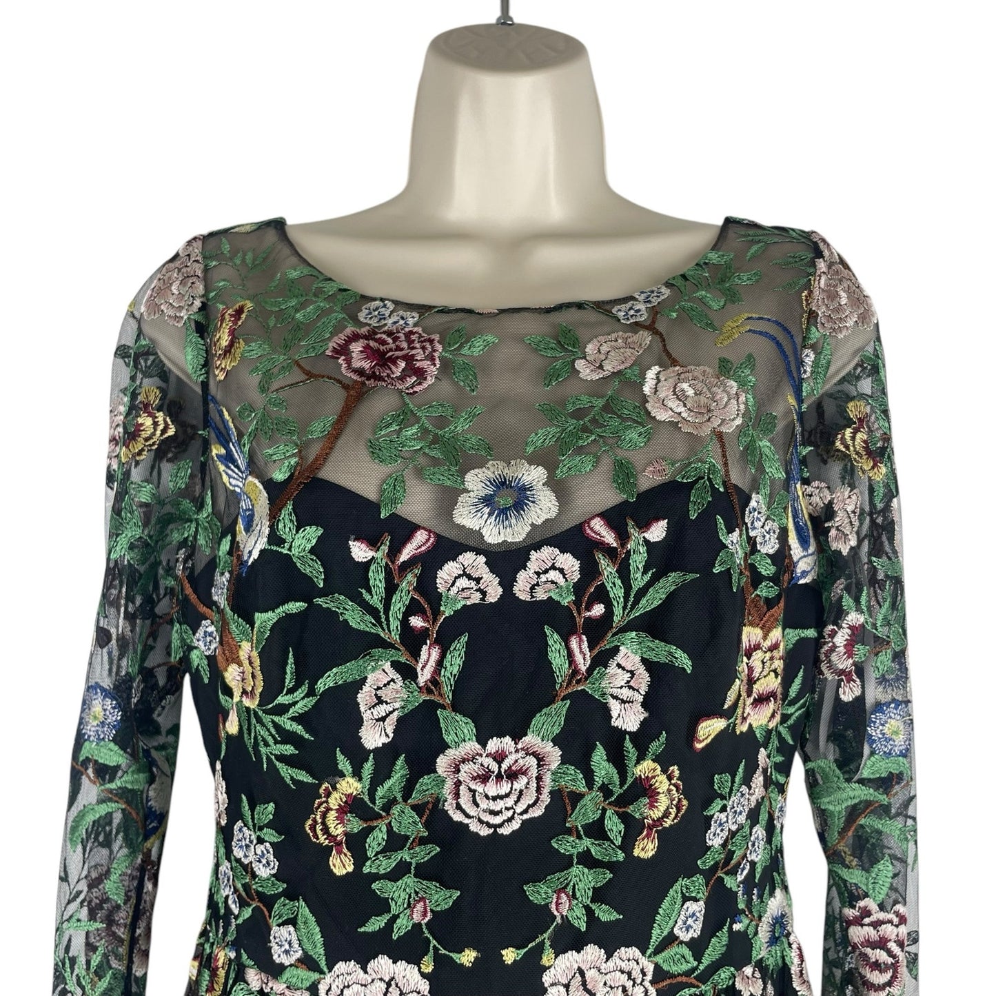 Marchesa Notte Botanical Embroidered Gown Dress Multi Color Size 6