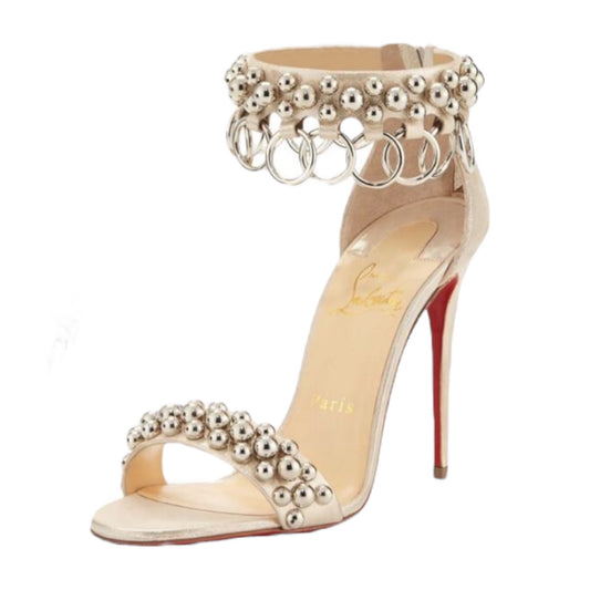 Christian Louboutin Gypsandal 100 Ring Embellish Sandals White Size 37