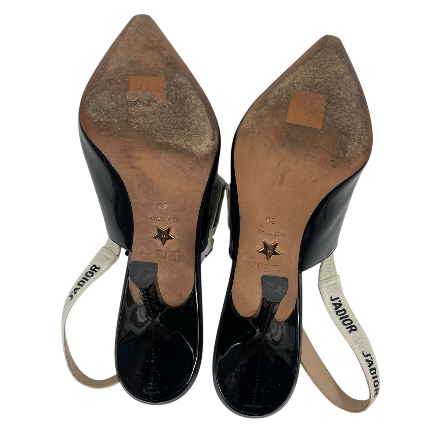 Christian Dior J'Adior 100 Slingback Pumps Patent Leather Black Size 39