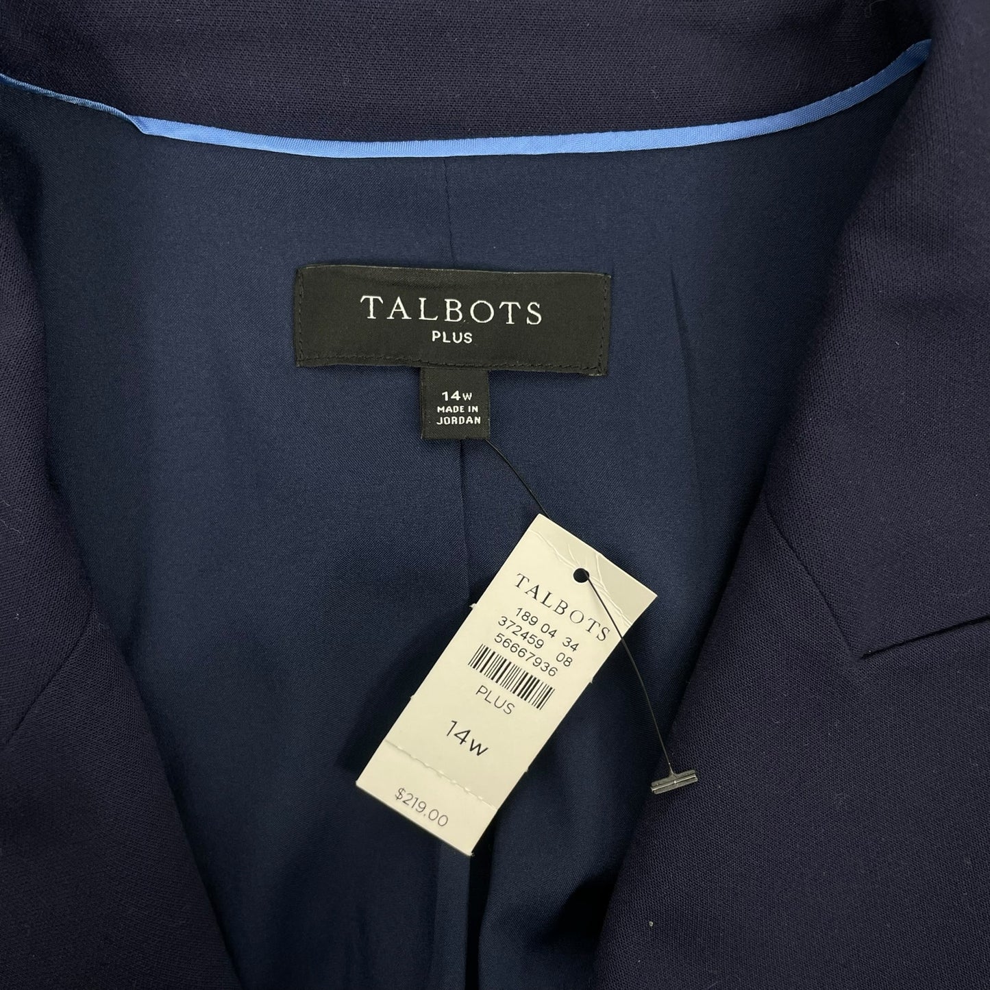 Talbots Tailored Stretch Double Breasted Blazer Jacket Blue Size 14W