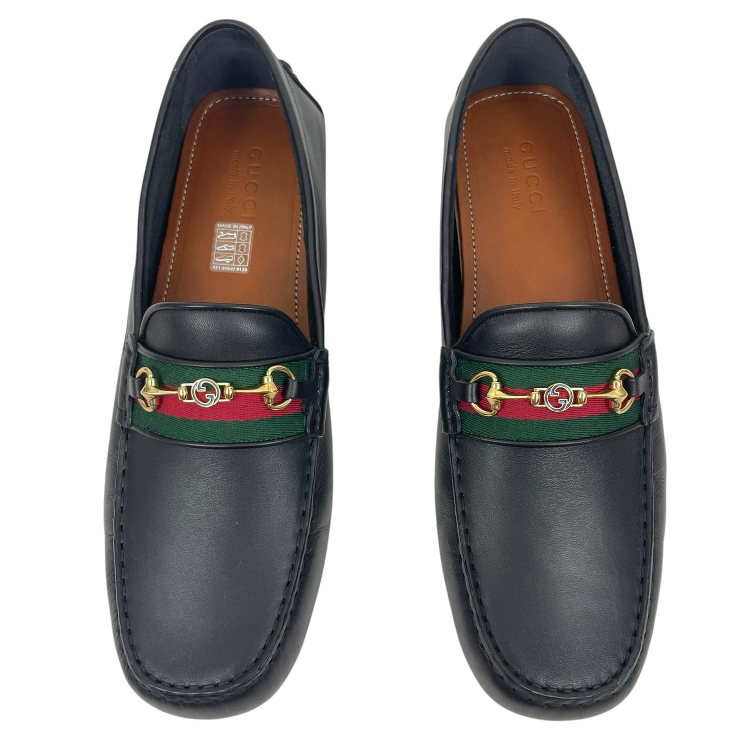 Gucci Ayrton Web GG Logo Horsebit Leather Driver Loafer Black Size 12.5
