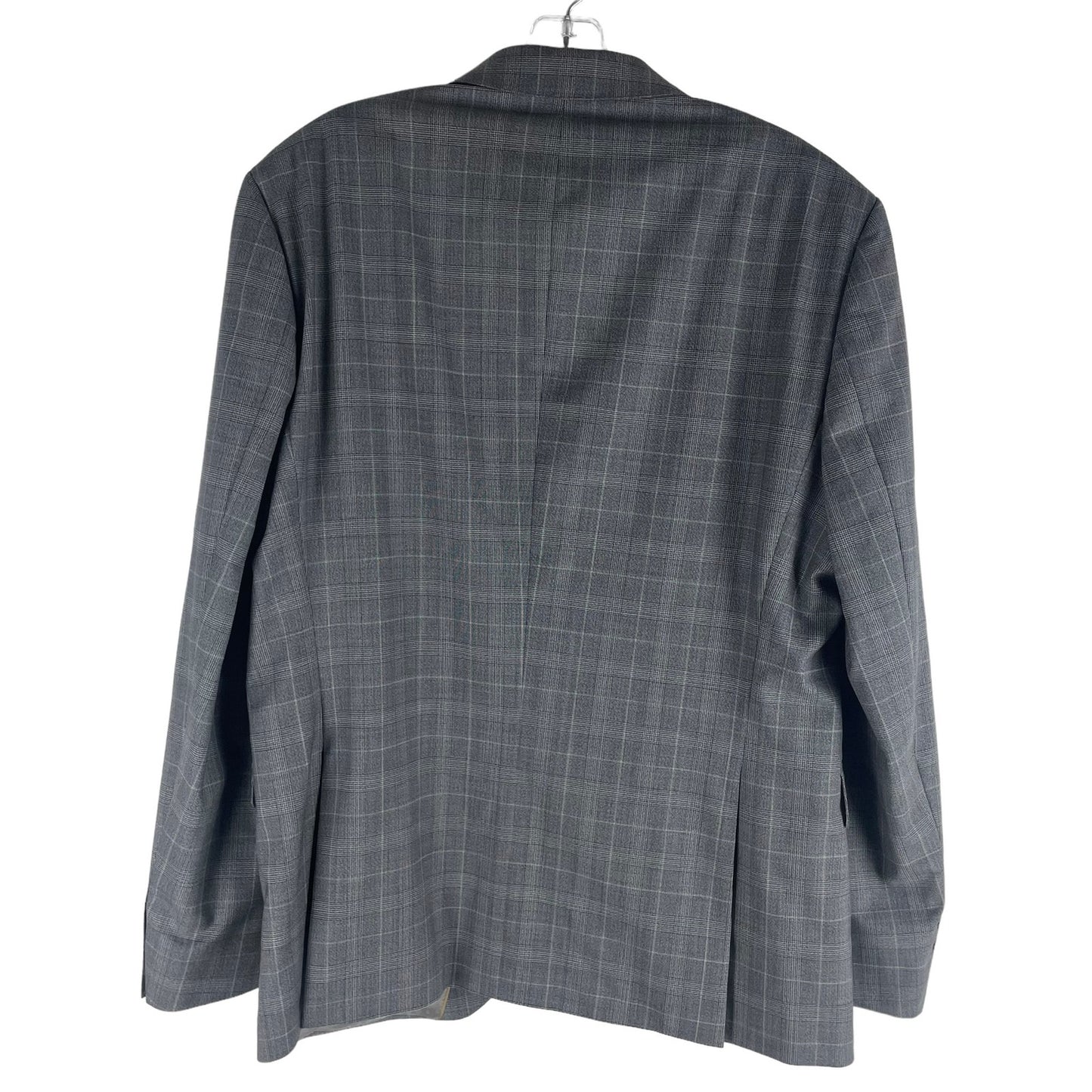 Hugo Boss Plaid Wool Suit Jacket Blazer 2 Buttons Gray Size 42S