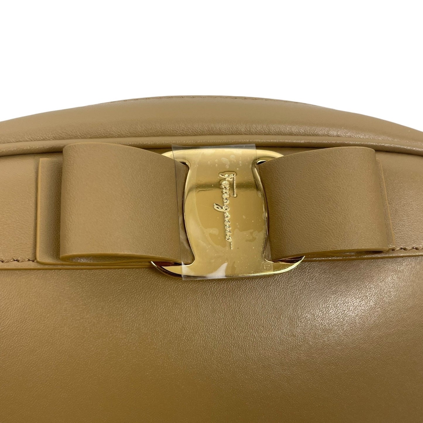 Salvatore Ferragamo Calfskin Vara Bow Crossbody Camera Bag Camel Tan