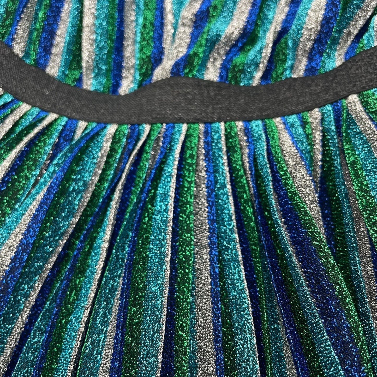 BCBGMaxAzria Metallic Striped Pleated Evening Gown Green Blue Size XXS
