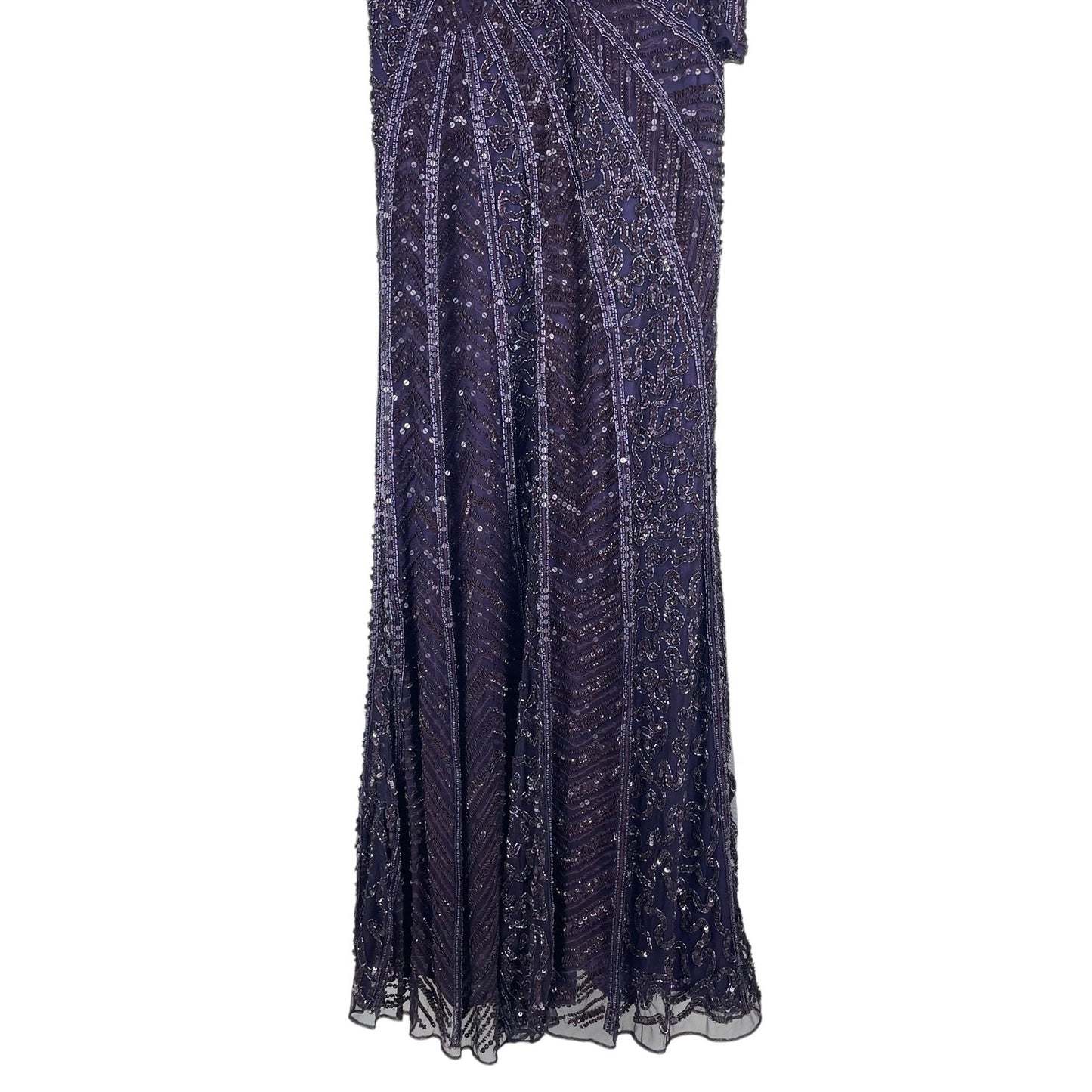 Mac Duggal Beaded One Shoulder Evening Gown Aubergine 5649 Size 6