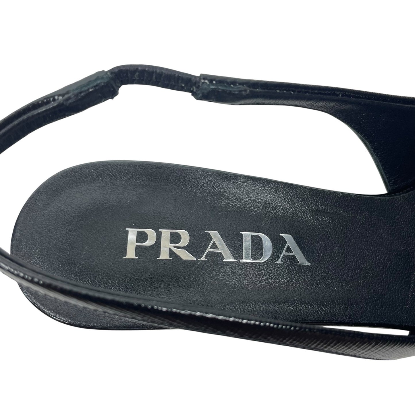 Prada Modellerie Pointed Toe Leather Slingback Pumps Black Size 36.5