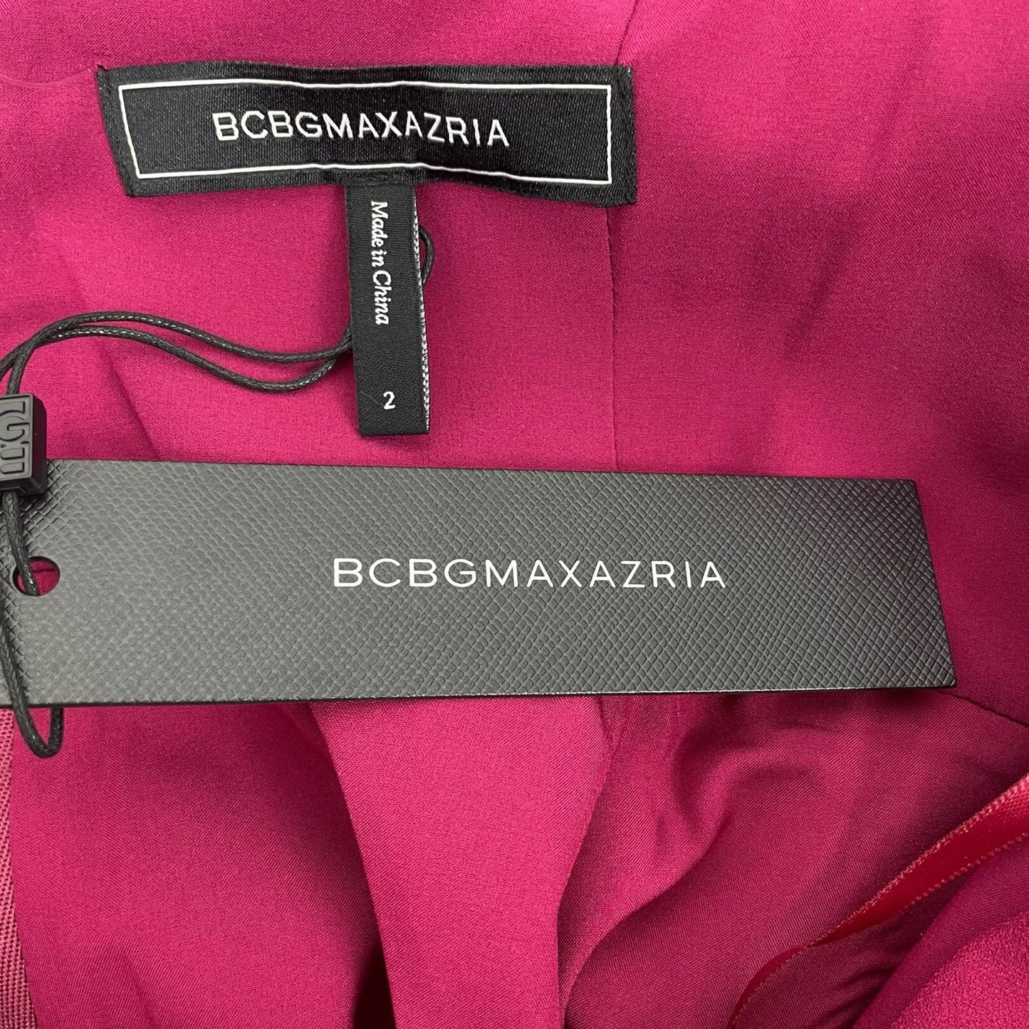 BCBGMaxAzria Gracie One Shoulder Chain Gown Column Dress Beet Size 2