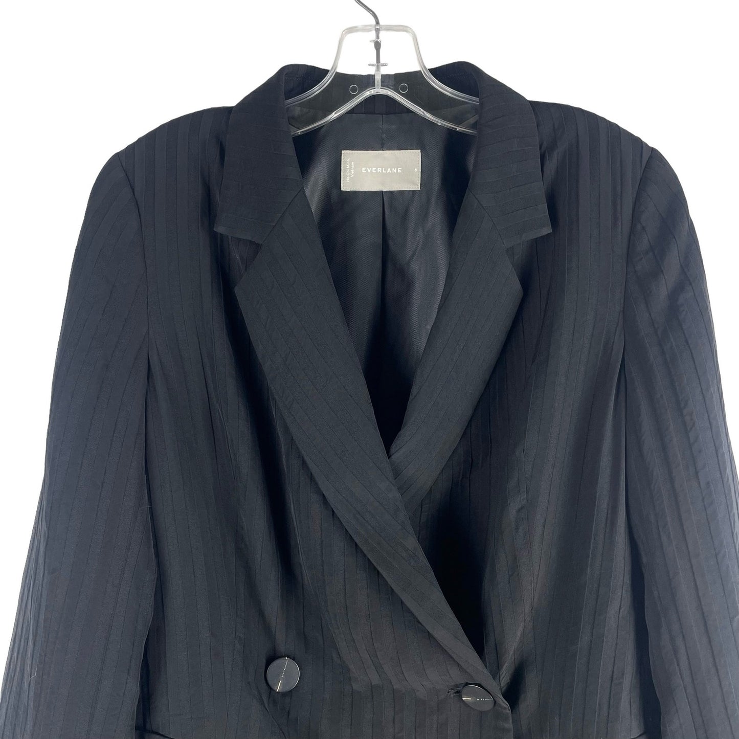 Everlane The Drapey City Striped Blazer Double Breasted Black Size 6