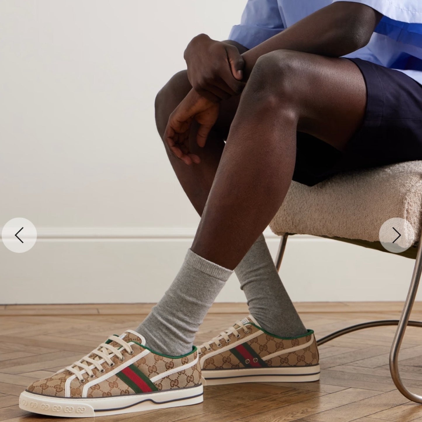Gucci GG 1977 Tennis Sneakers Lace Up Beige Ebony Original Men Size 9