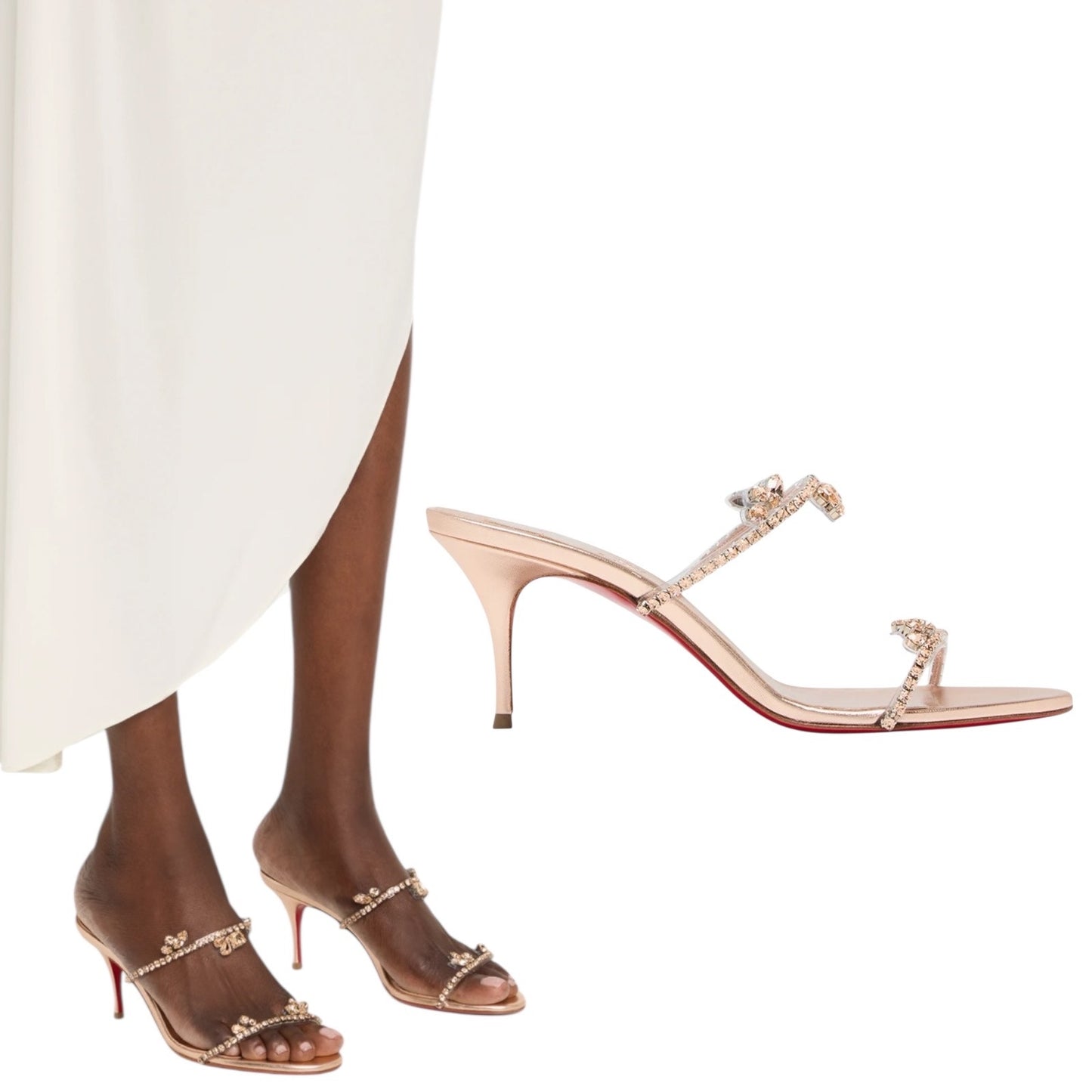Christian Louboutin Just Queen 70 Crystal Mule Sandal Gold Size 38