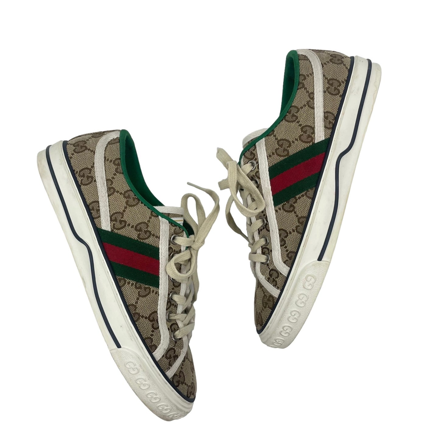 Gucci GG Tennis 1977 Sneakers Lace Up Beige Ebony Original Size 38