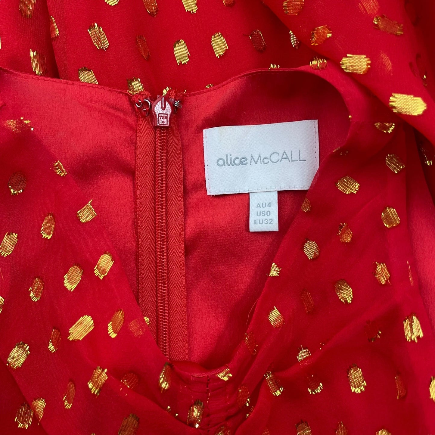 Alice McCall Did It Again Cold Shoulder Playsuit Romper Red Gold Size 0