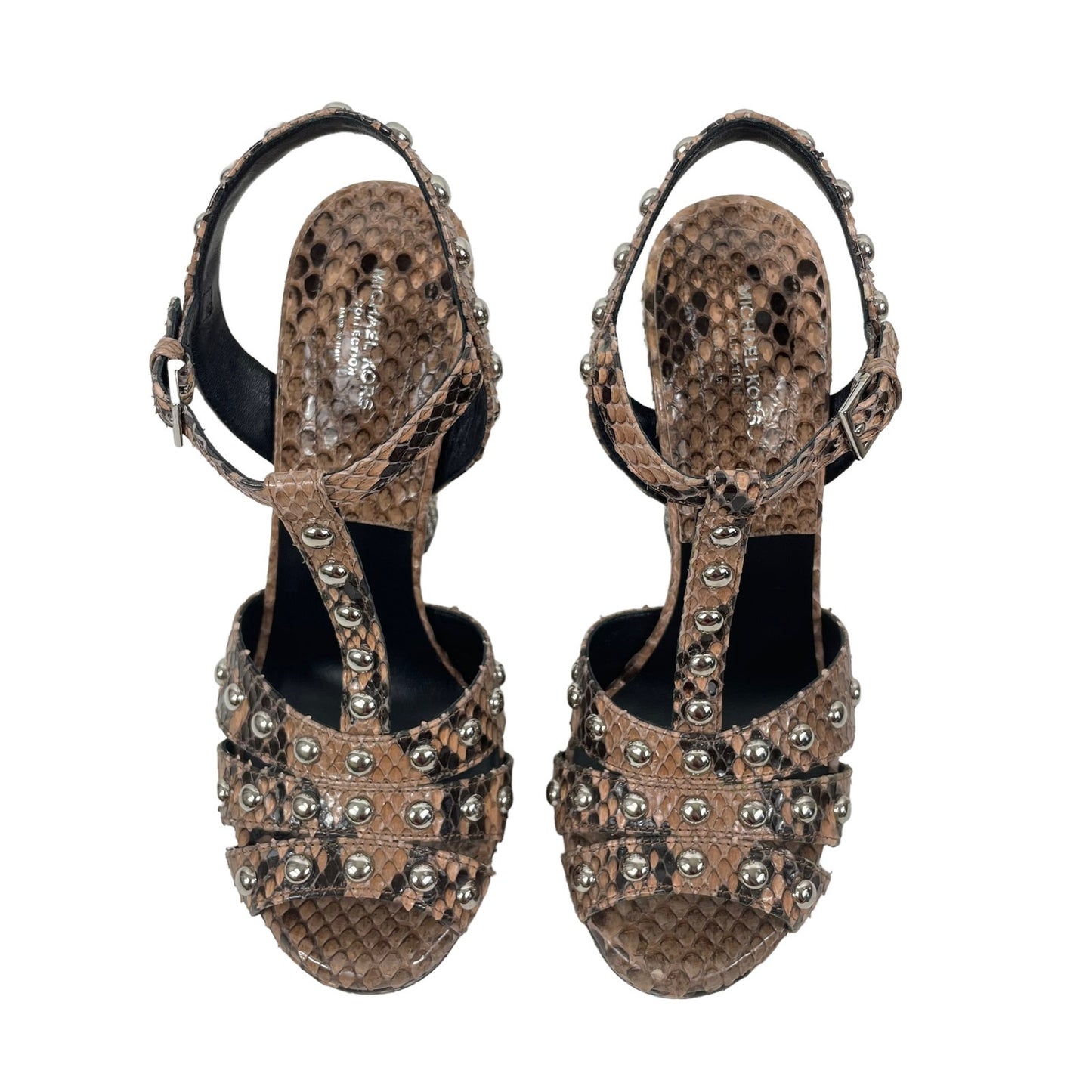 NEW Michael Kors Rosanna Sandals Genuine Python Studded Size 37.5