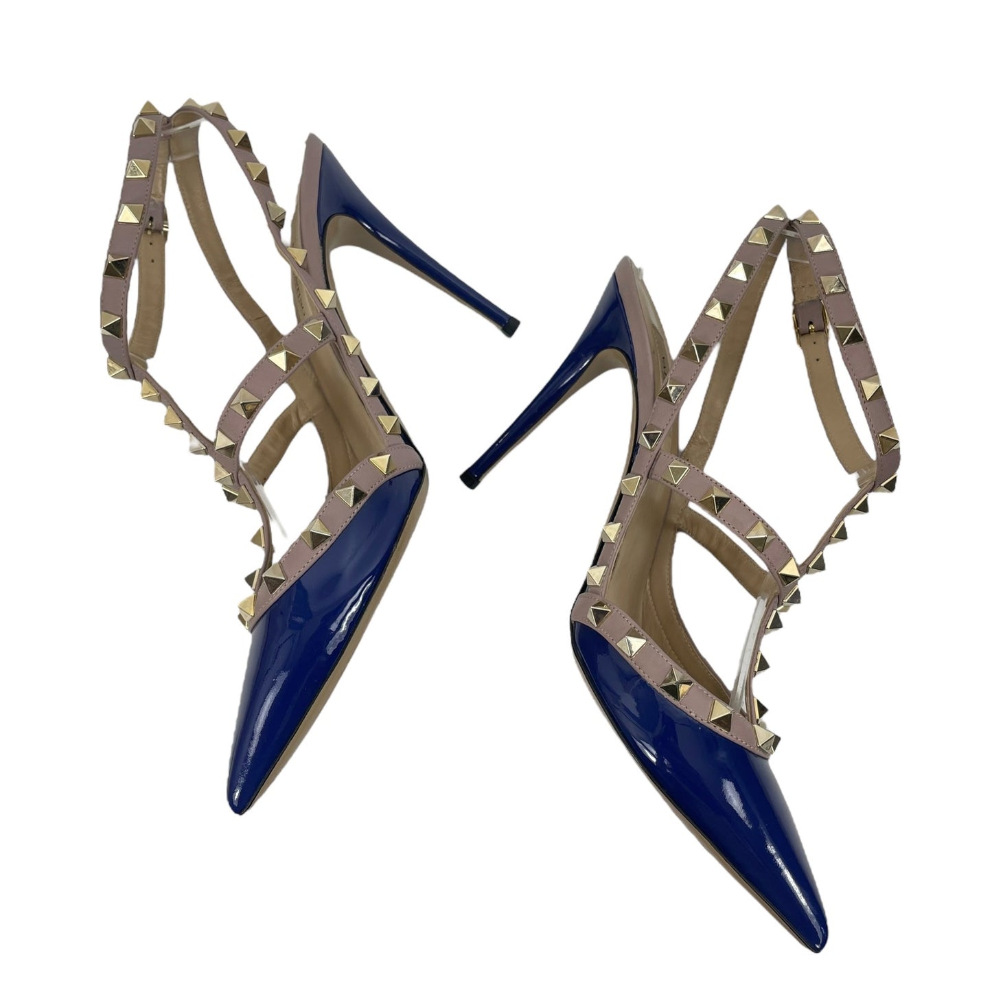 Valentino Garavani Rockstud 100mm Two Tone Caged Pump Blue Pink Size 38.5