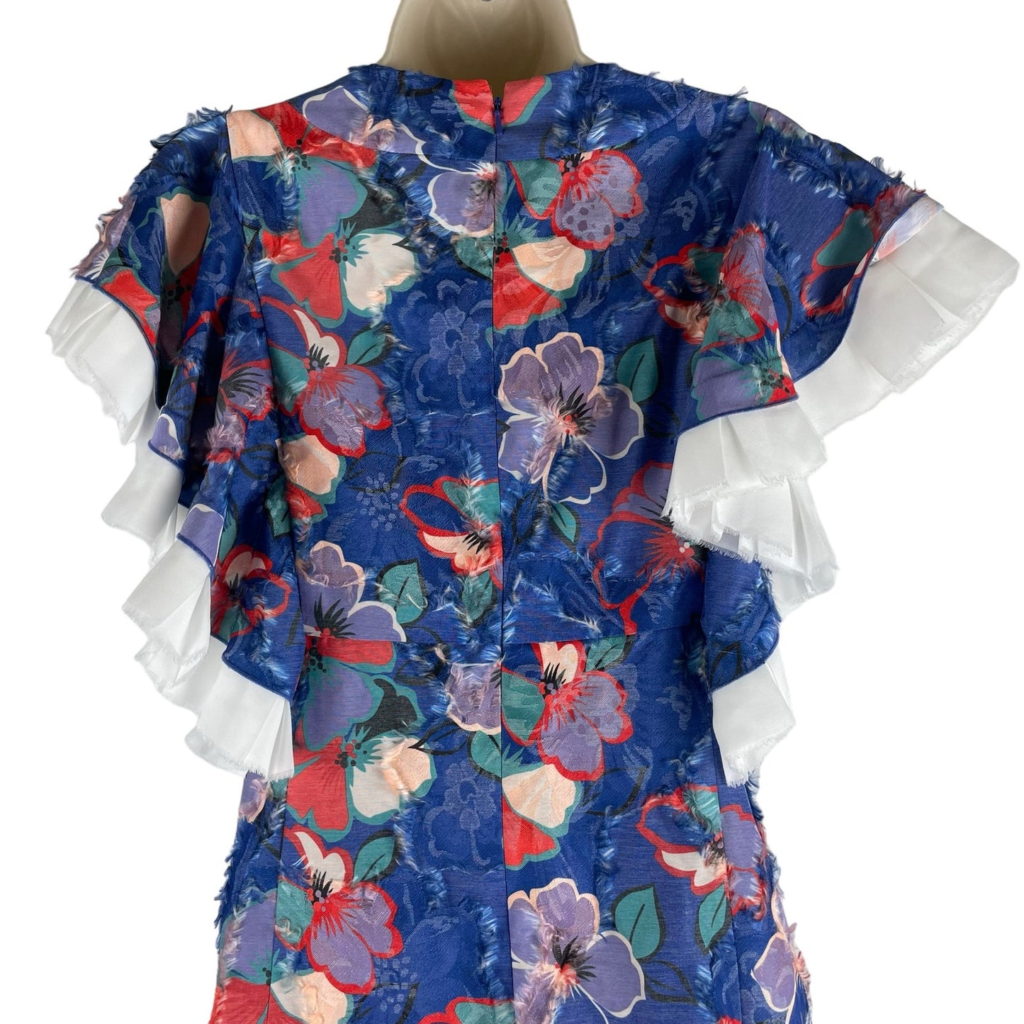 Tory Burch Natalie Floral Midi Resort Dress Ruffle Trim Blue Size 0