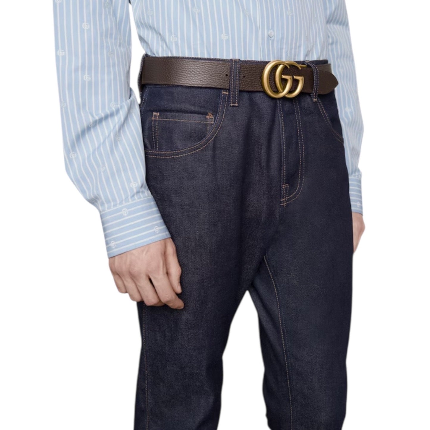 Gucci Double GG Reversible Leather Belt Black Brown Size 115/ 46