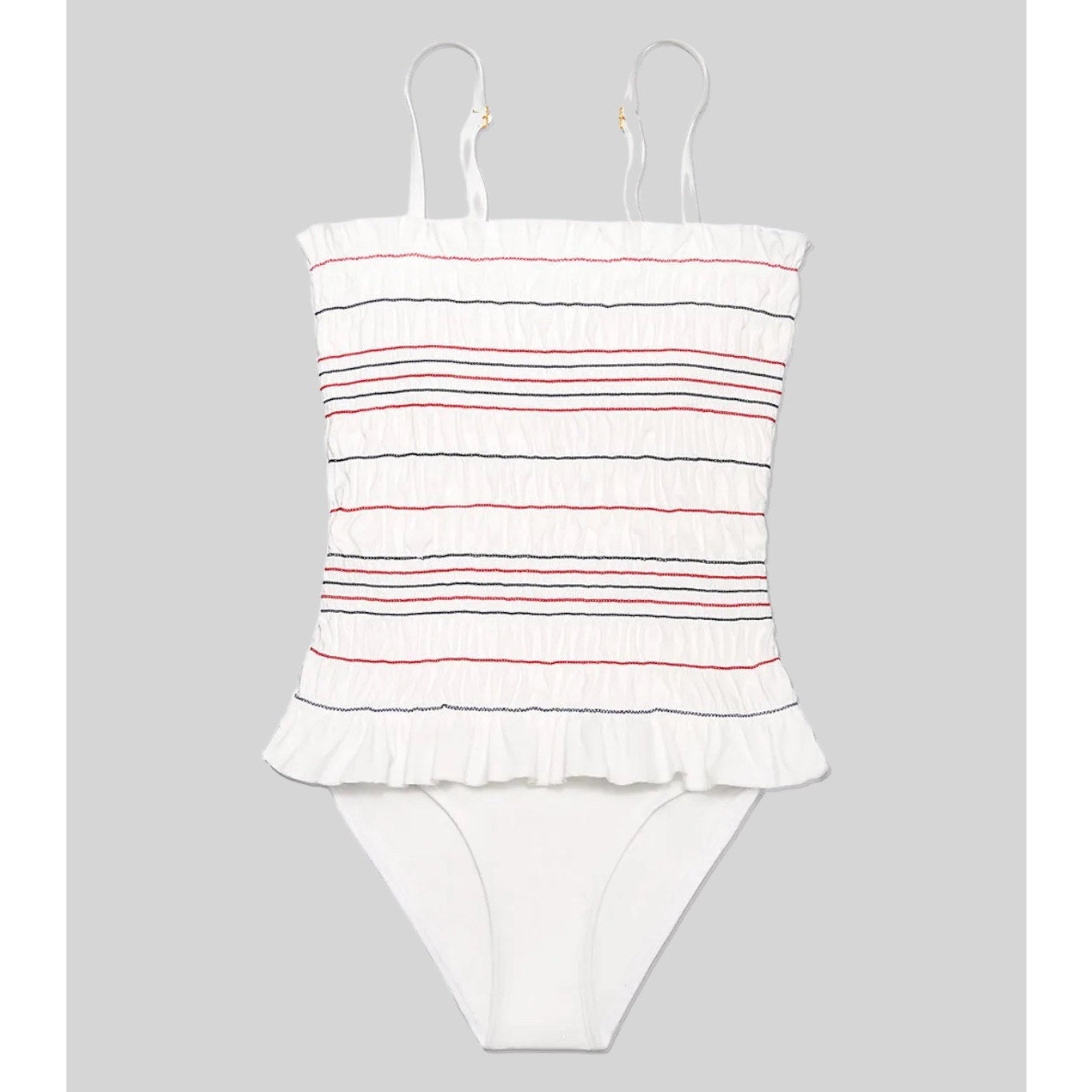 Tory Burch Costa One Piece Swimsuit Striped Ivory White Size S