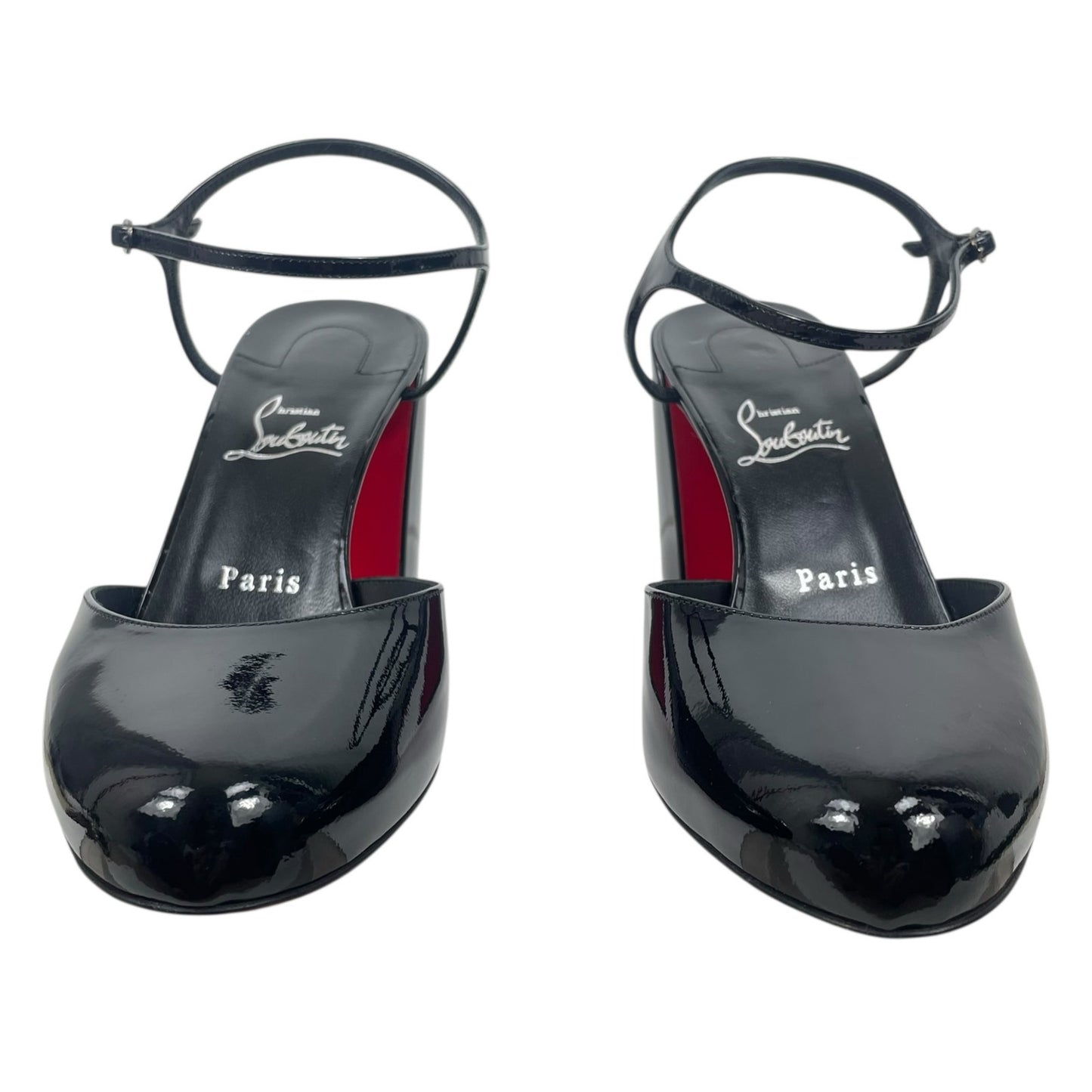 Christian Louboutin Jane 85 Patent Leather Pump Ankle Strap Black Size 40